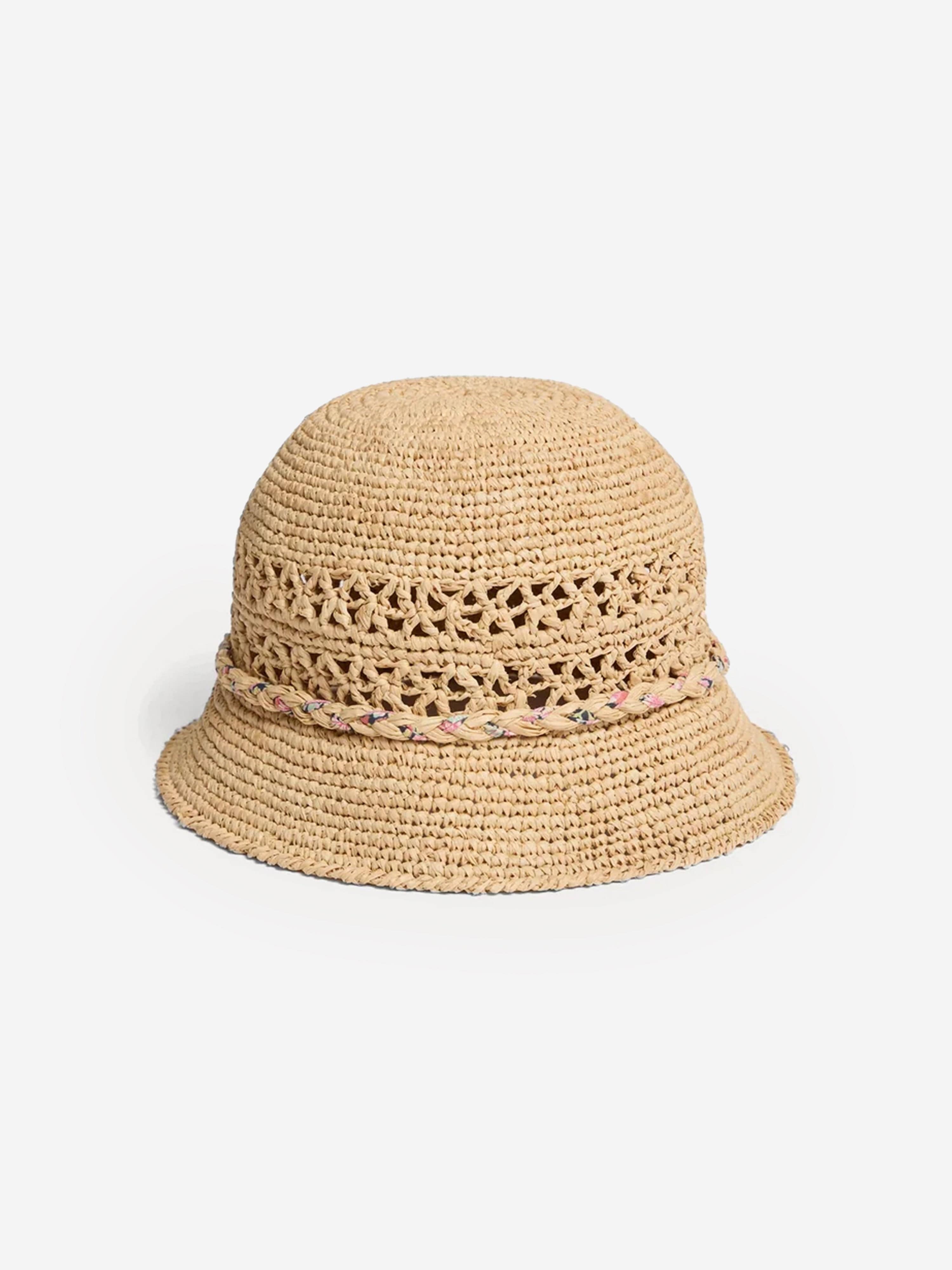 Bonpoint Girls Raffia Hat in Beige