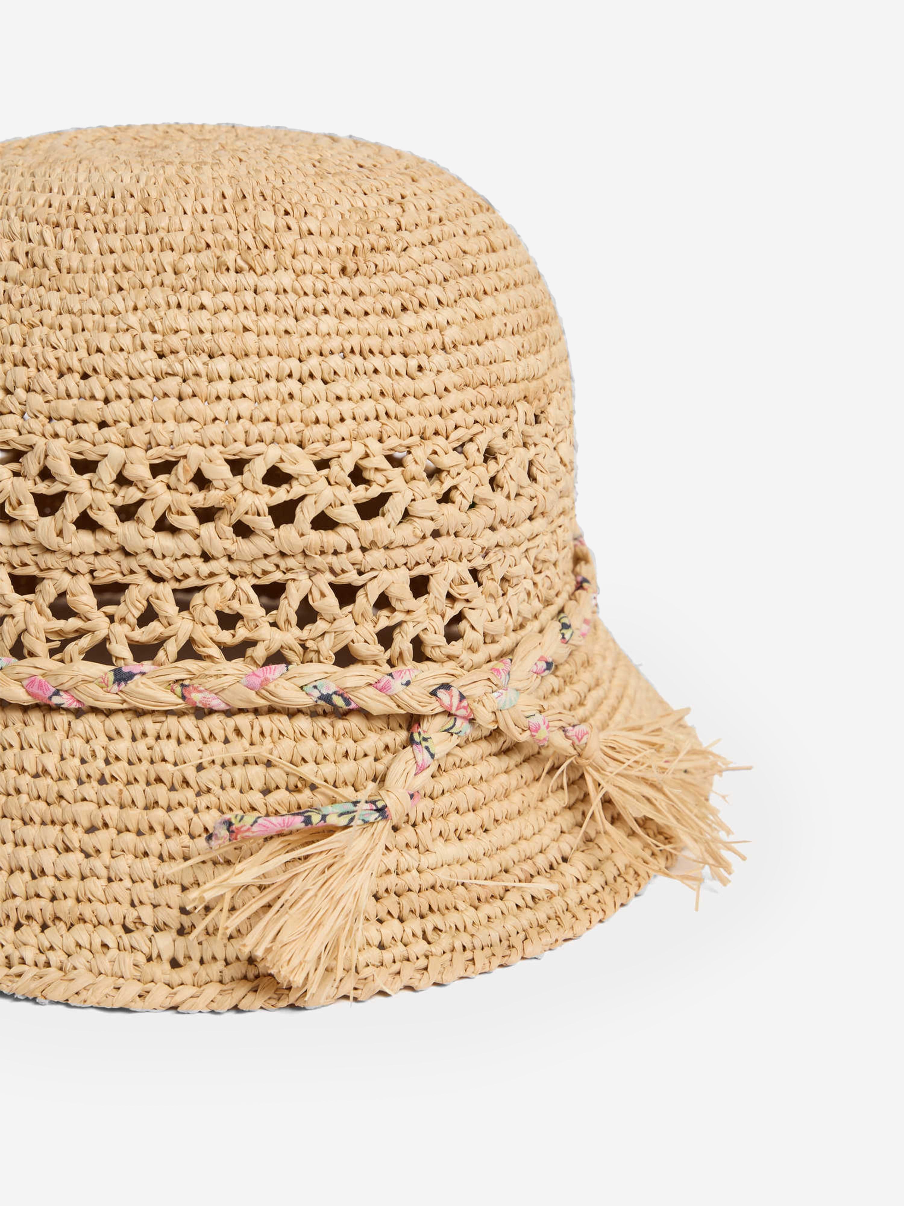 Bonpoint Girls Raffia Hat in Beige