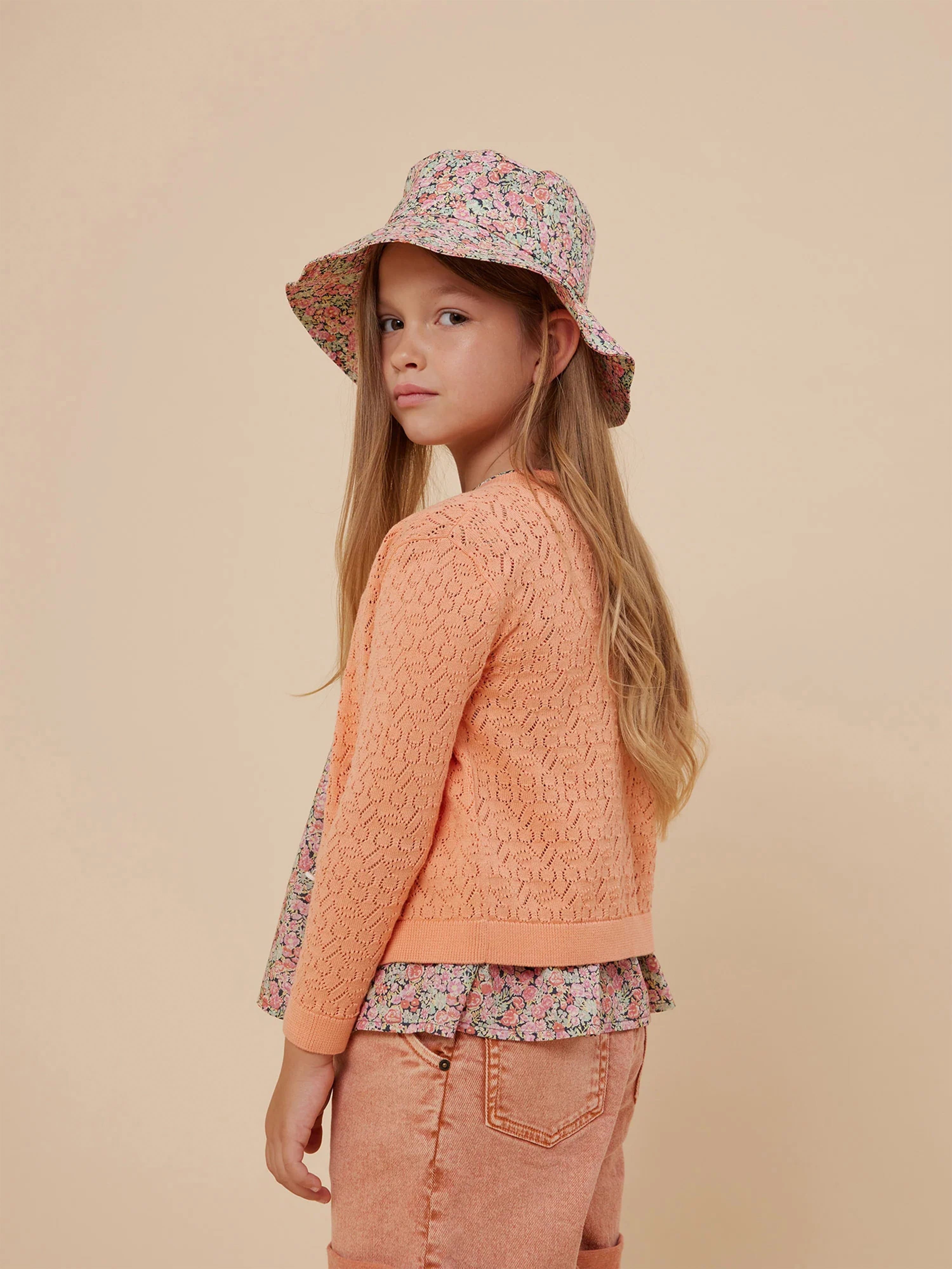 Bonpoint Girls Cherry Cardigan in Orange