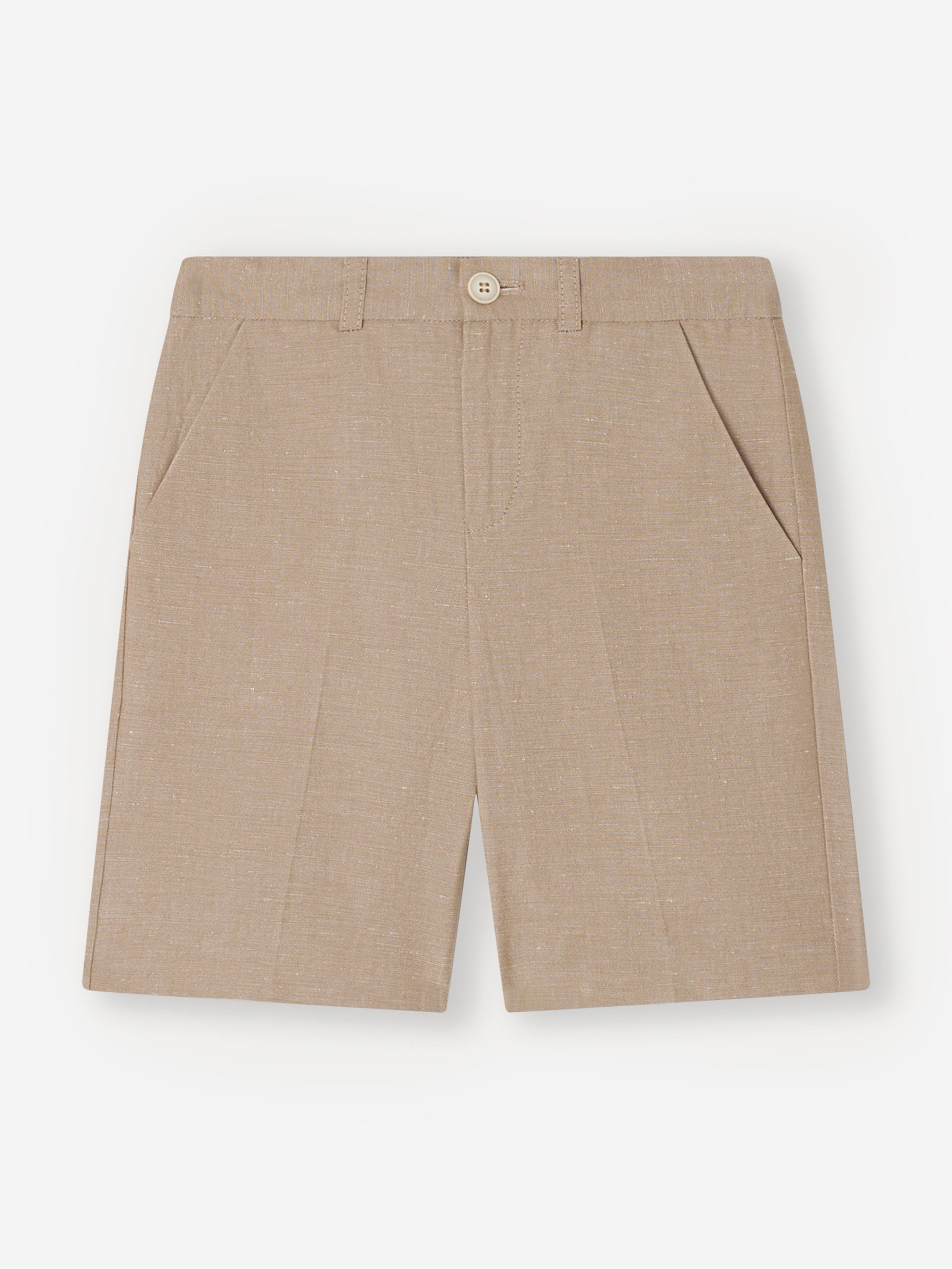 Bonpoint Boys Linen Calvin Shorts in Brown