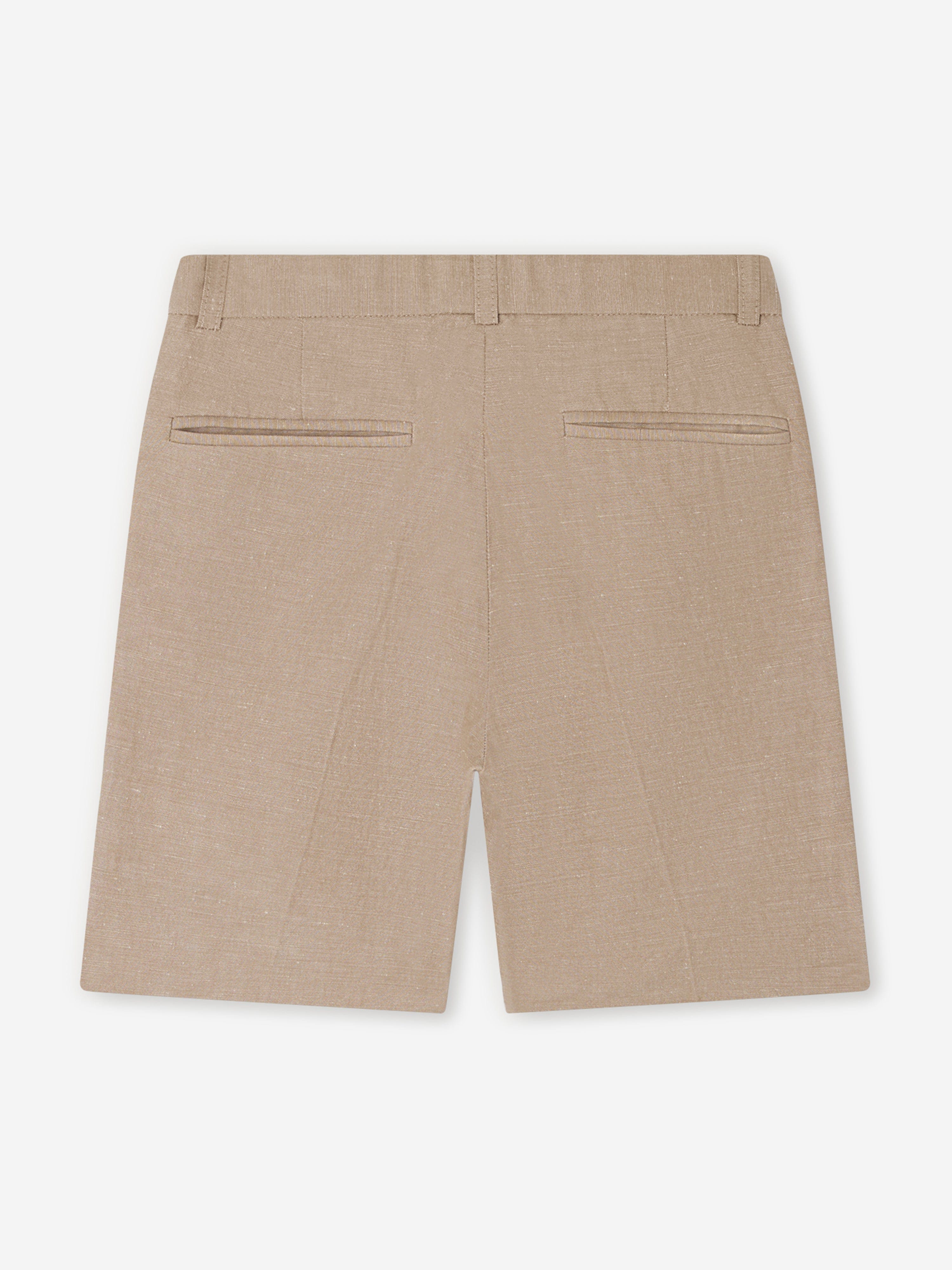 Bonpoint Boys Linen Calvin Shorts in Brown