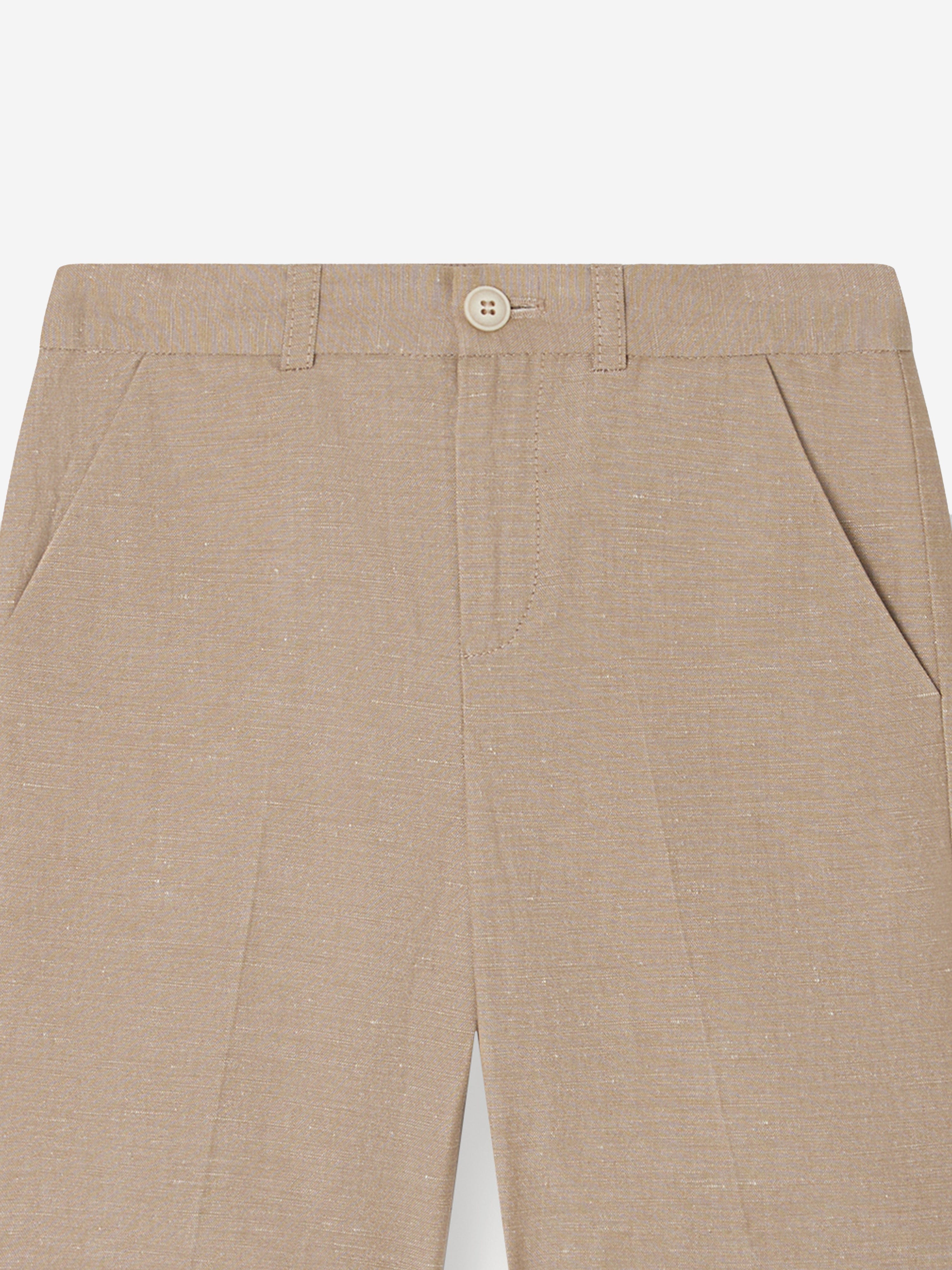 Bonpoint Boys Linen Calvin Shorts in Brown