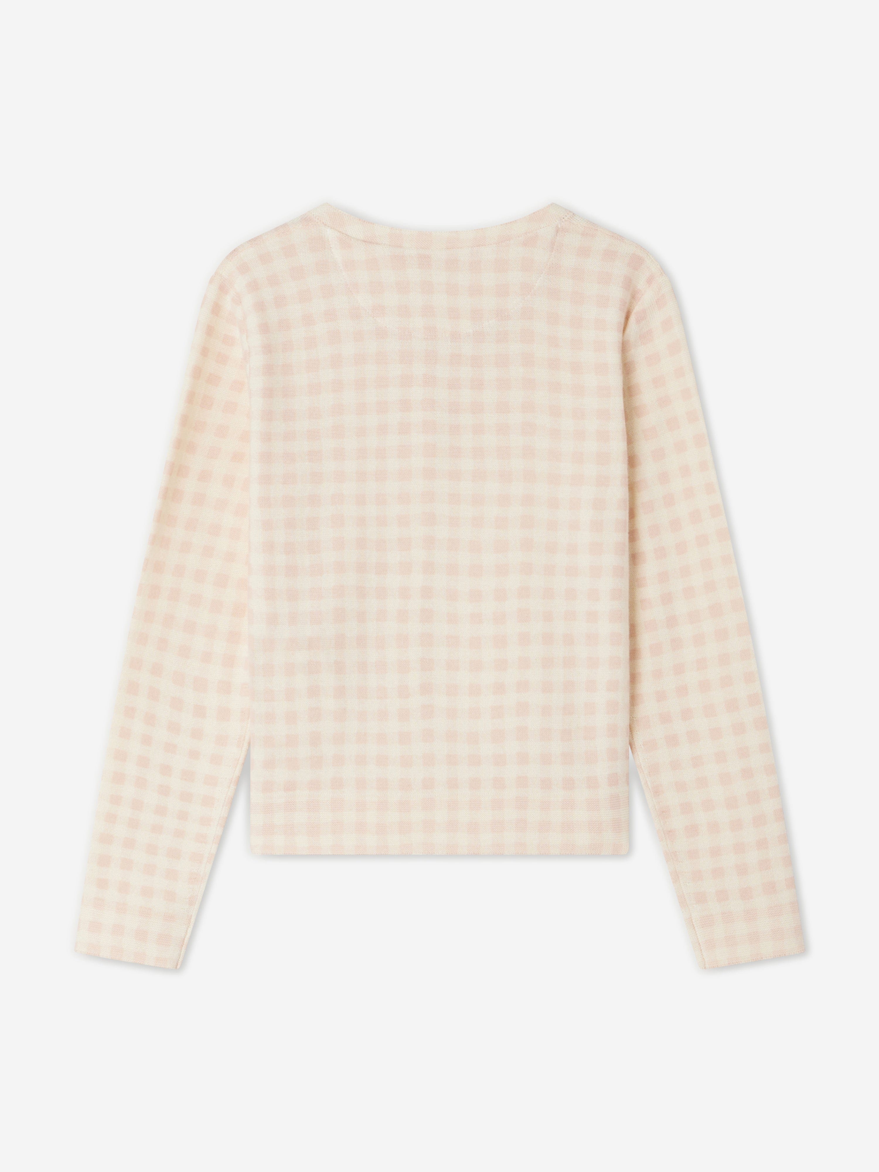 Bonpoint Girls Checked Tyra Cardigan in Pink