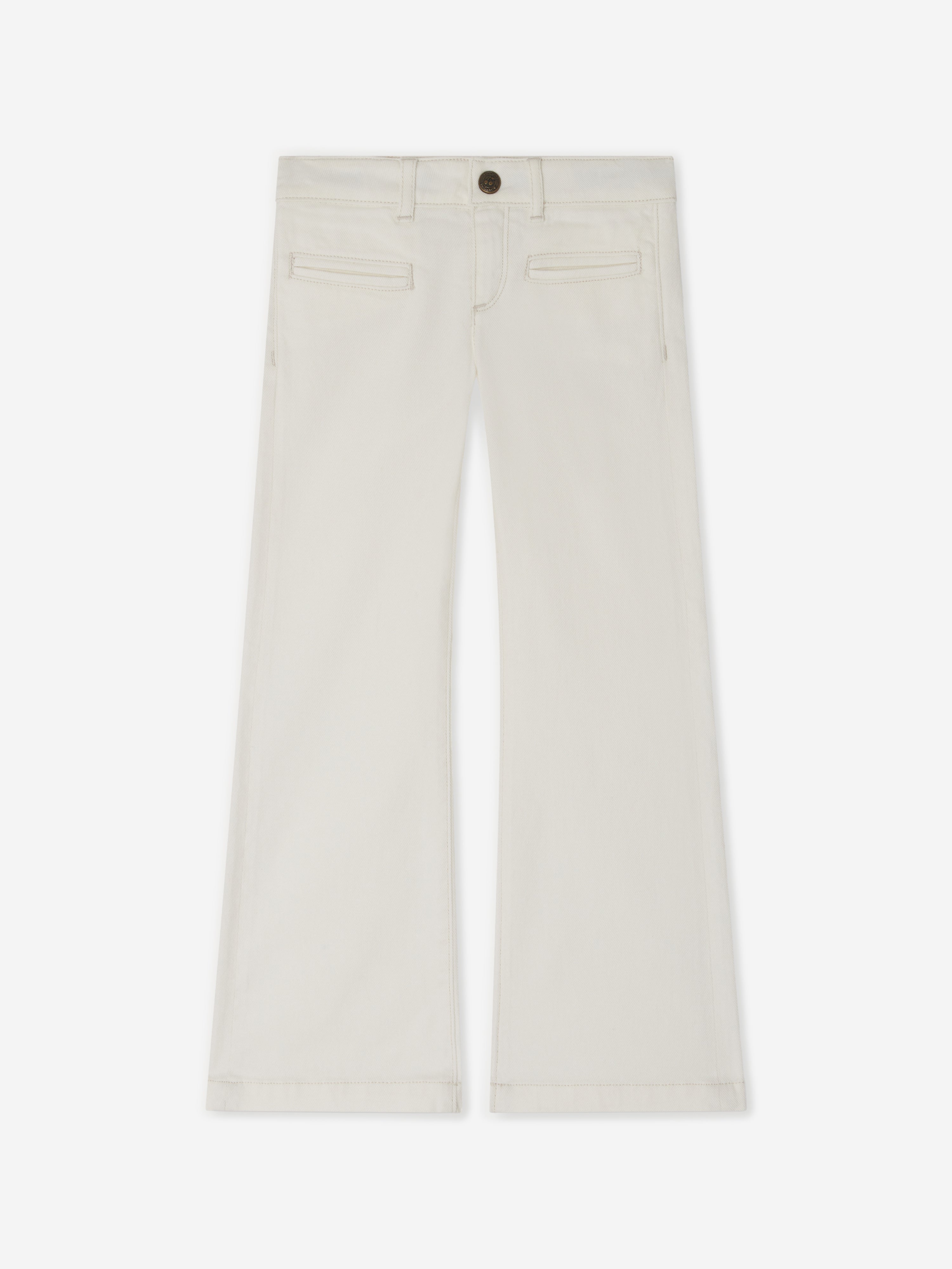 Bonpoint Girls Bestie Wide Leg Jeans in White