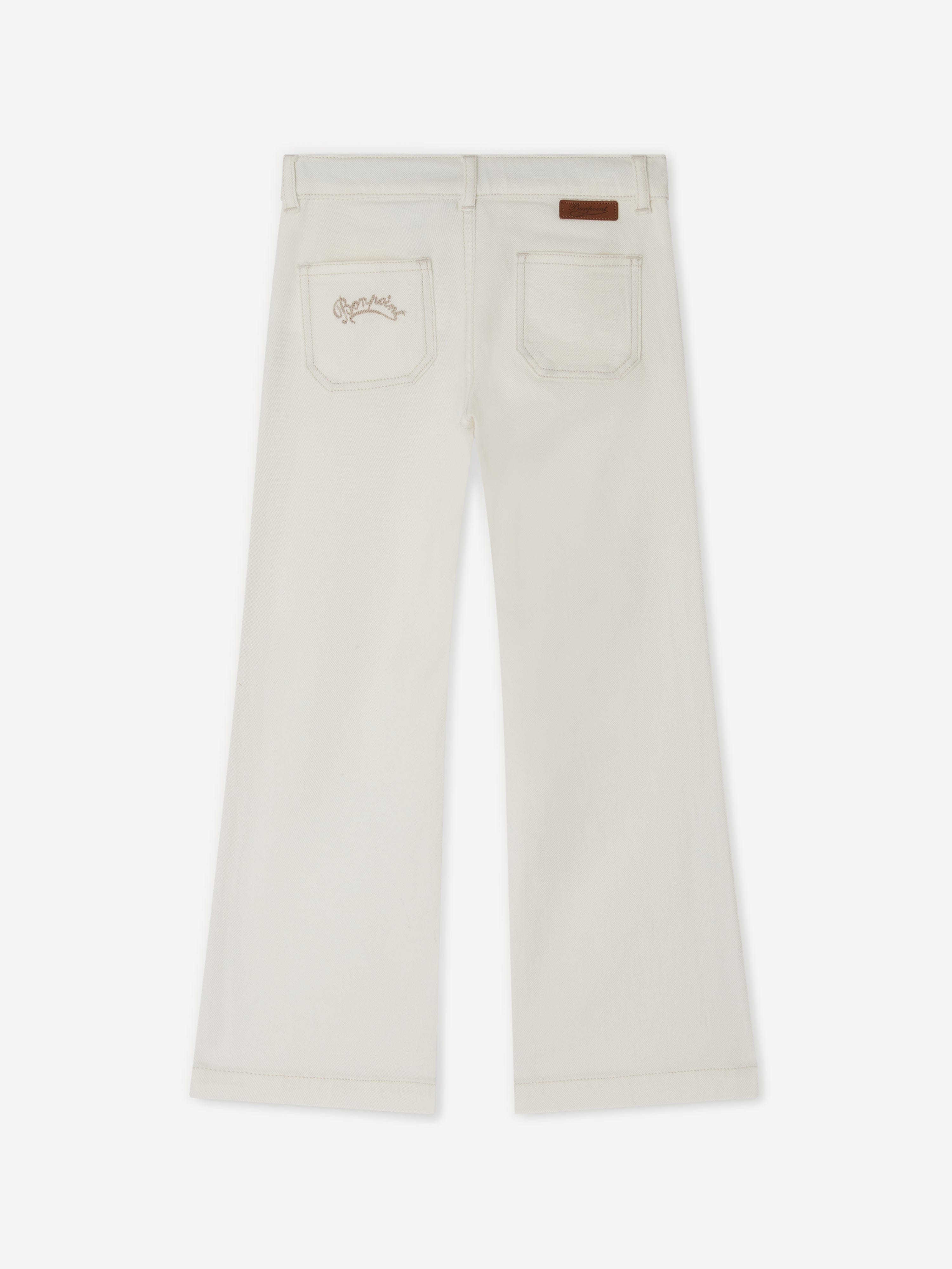 Bonpoint Girls Bestie Wide Leg Jeans in White