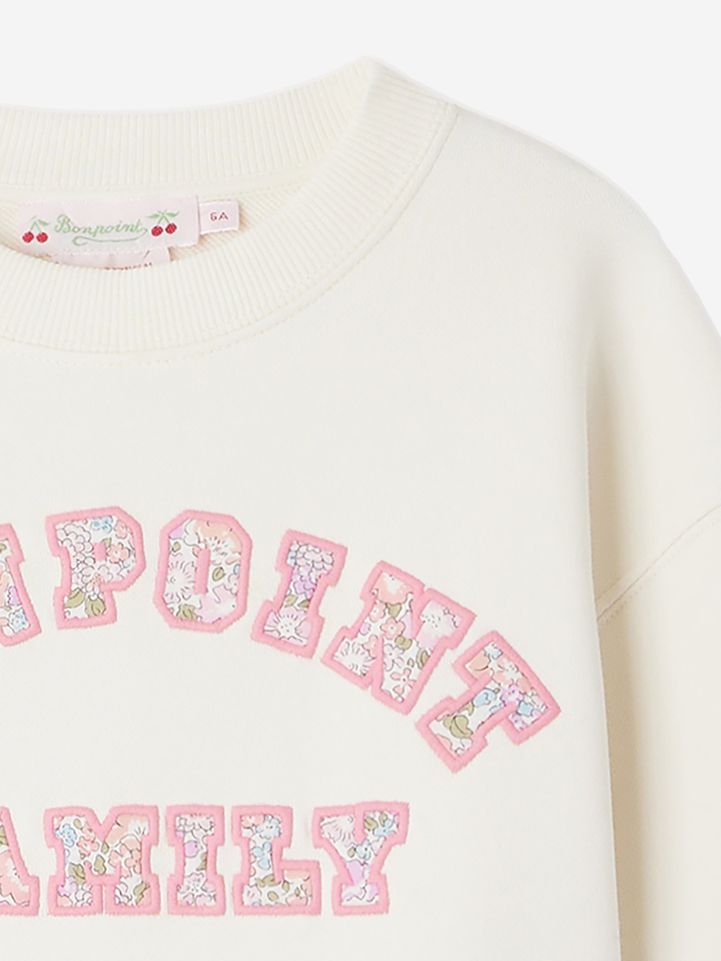 Bonpoint Girls Fleurette Sweatshirt in Ivory