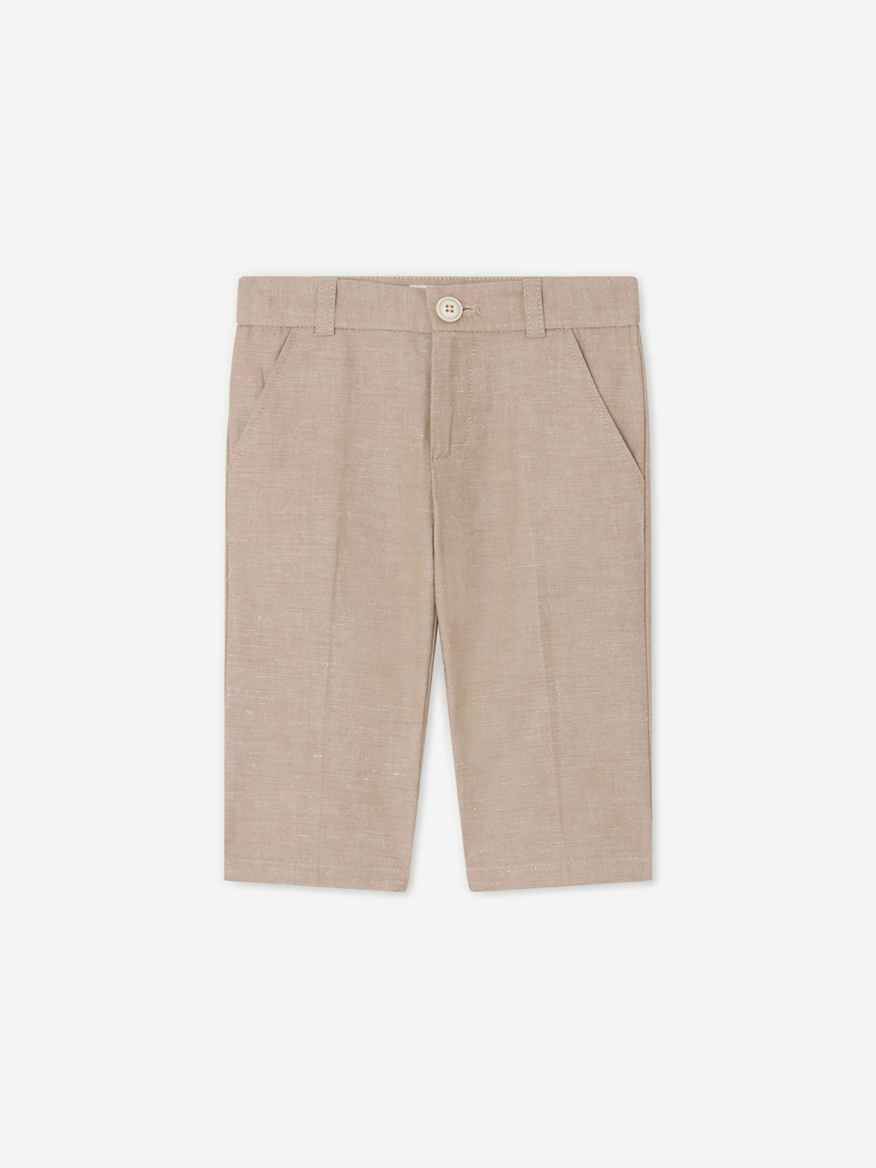 Bonpoint Baby Boys Linen Decibel Suit Trousers in Brown