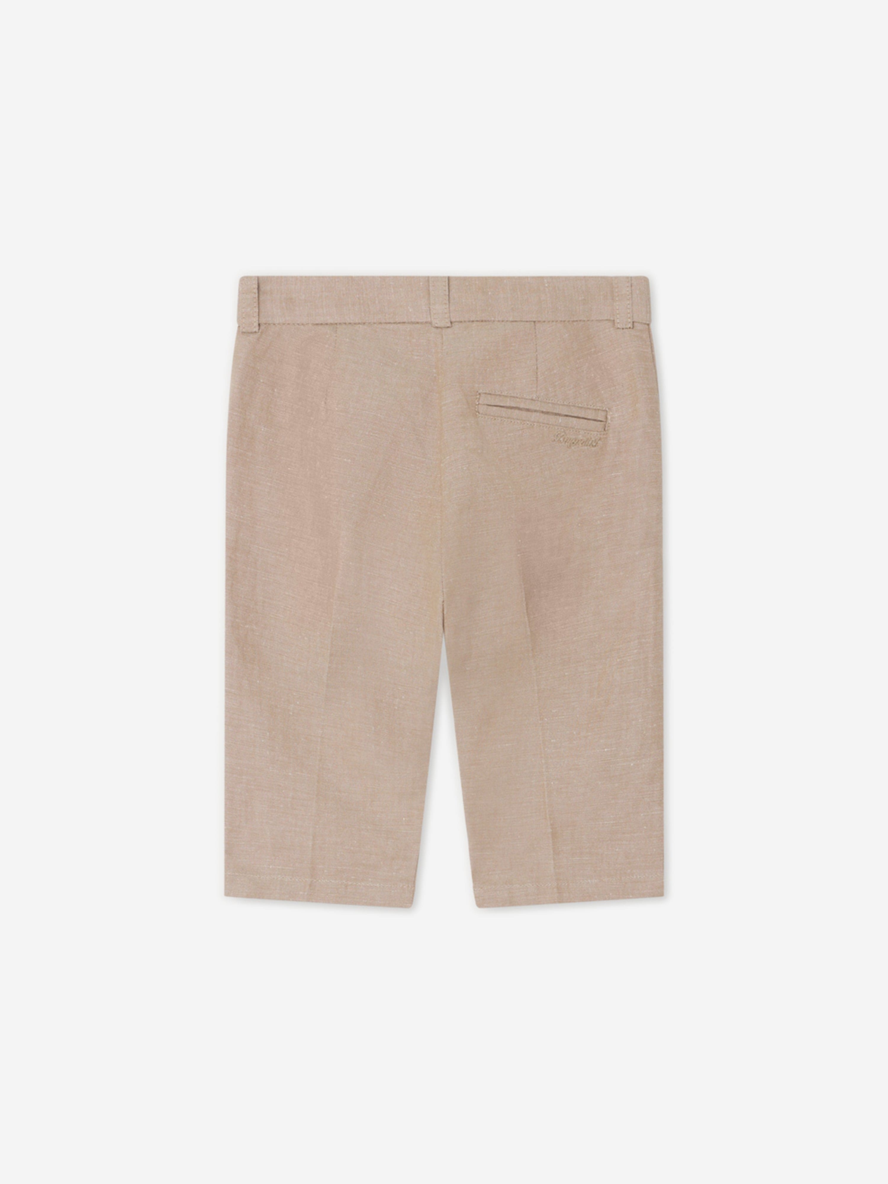 Bonpoint Baby Boys Linen Decibel Suit Trousers in Brown