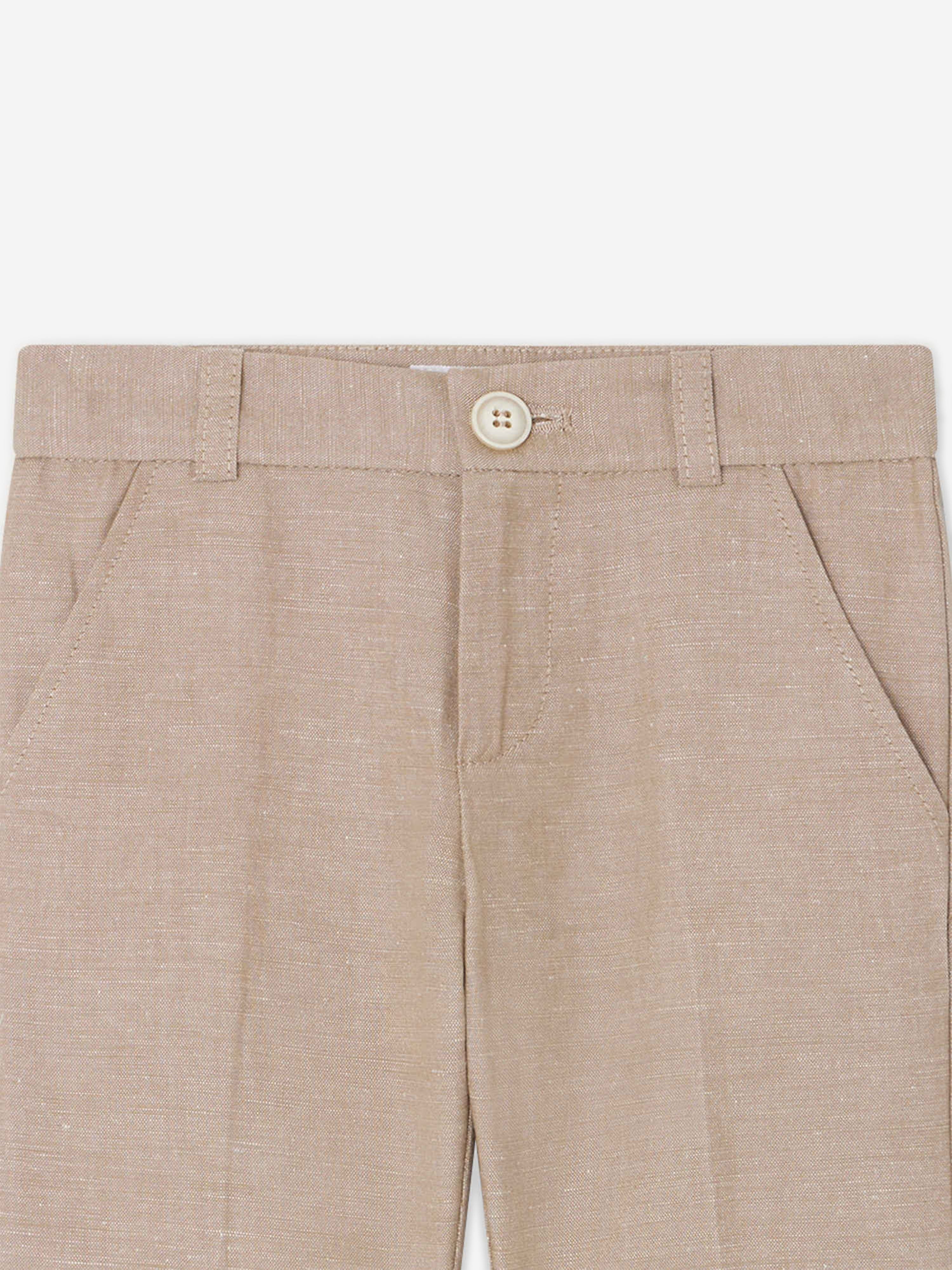 Bonpoint Baby Boys Linen Decibel Suit Trousers in Brown