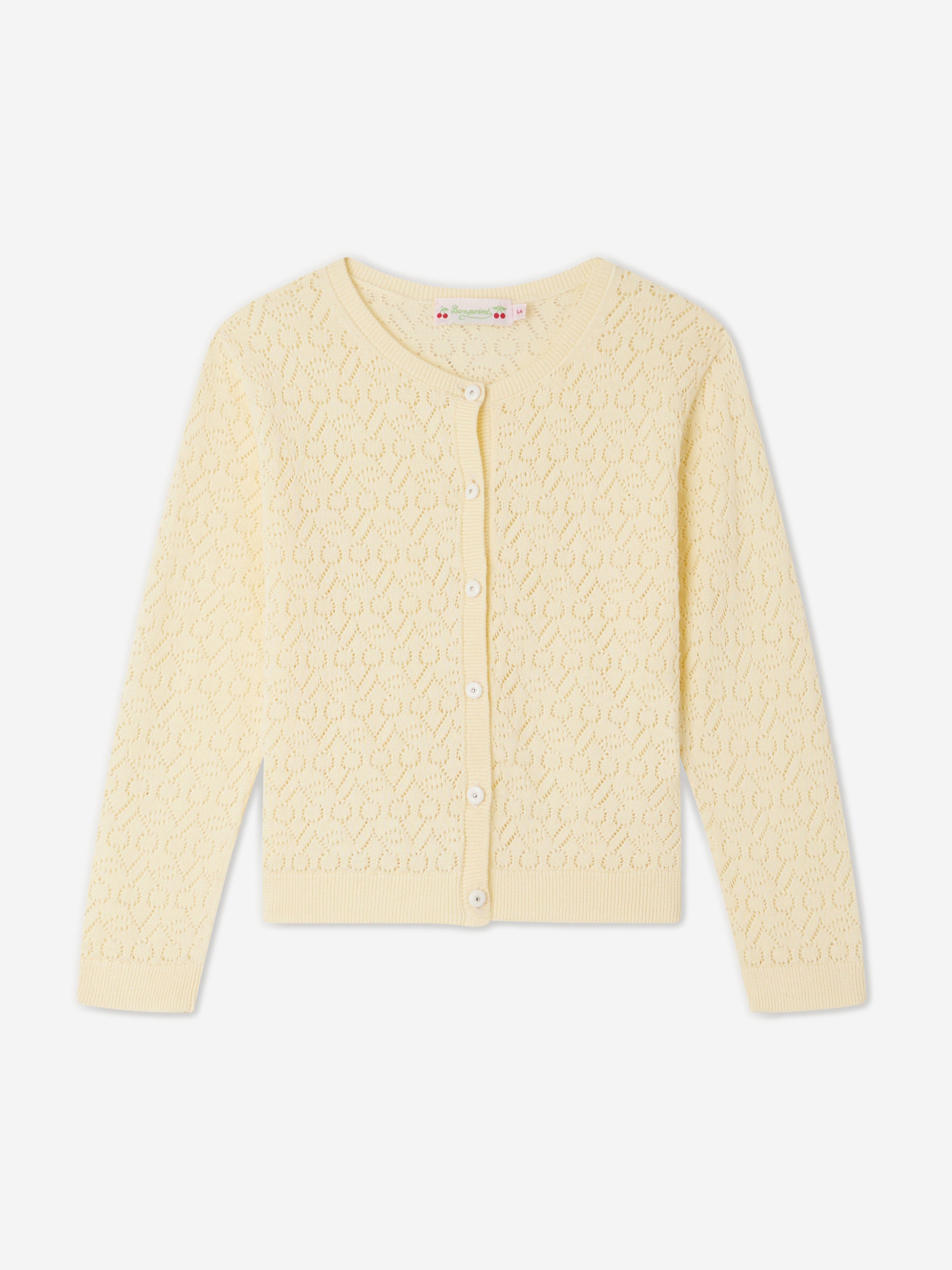 Bonpoint Girls Cherry Cardigan in Yellow