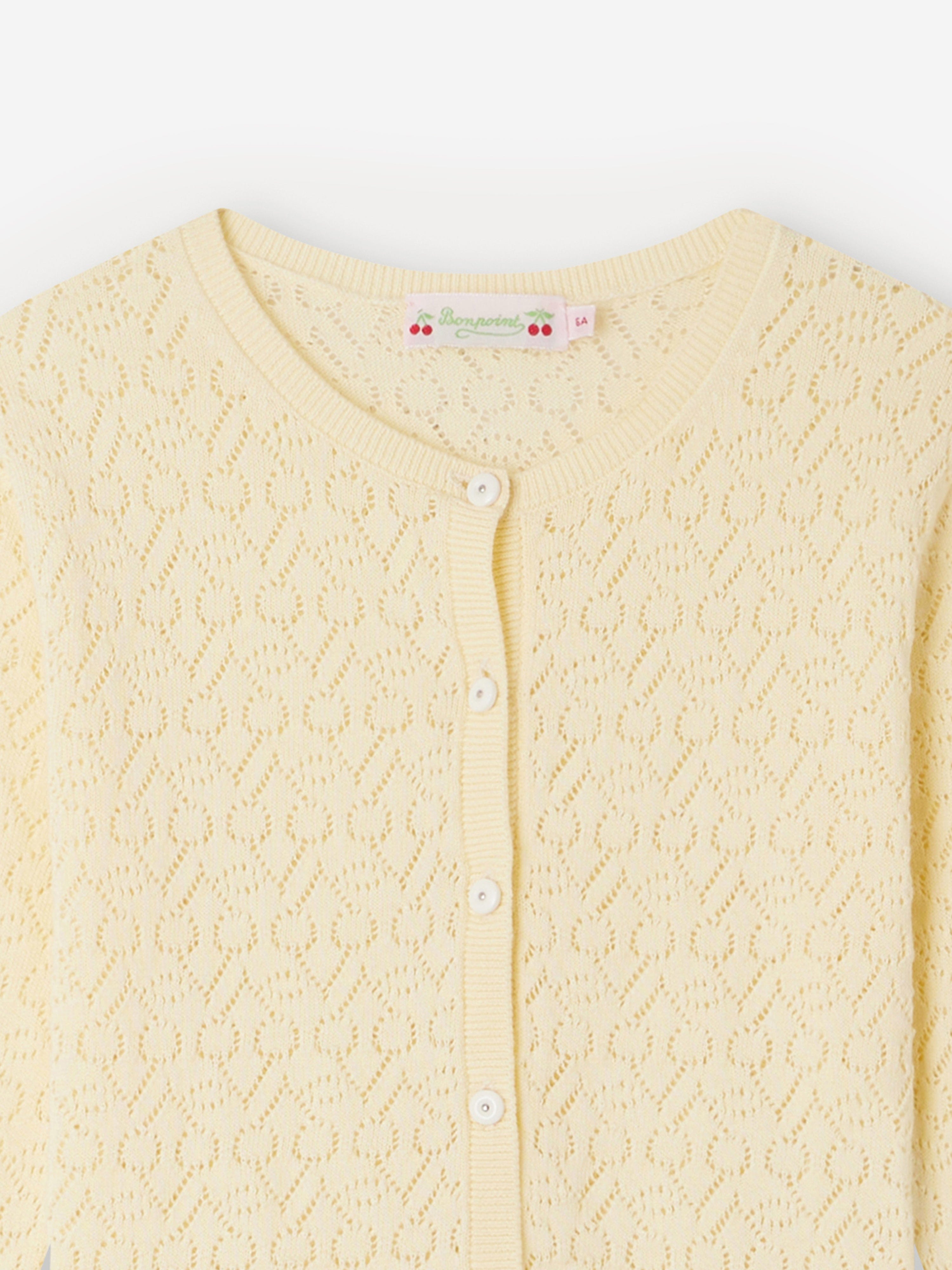 Bonpoint Girls Cherry Cardigan in Yellow