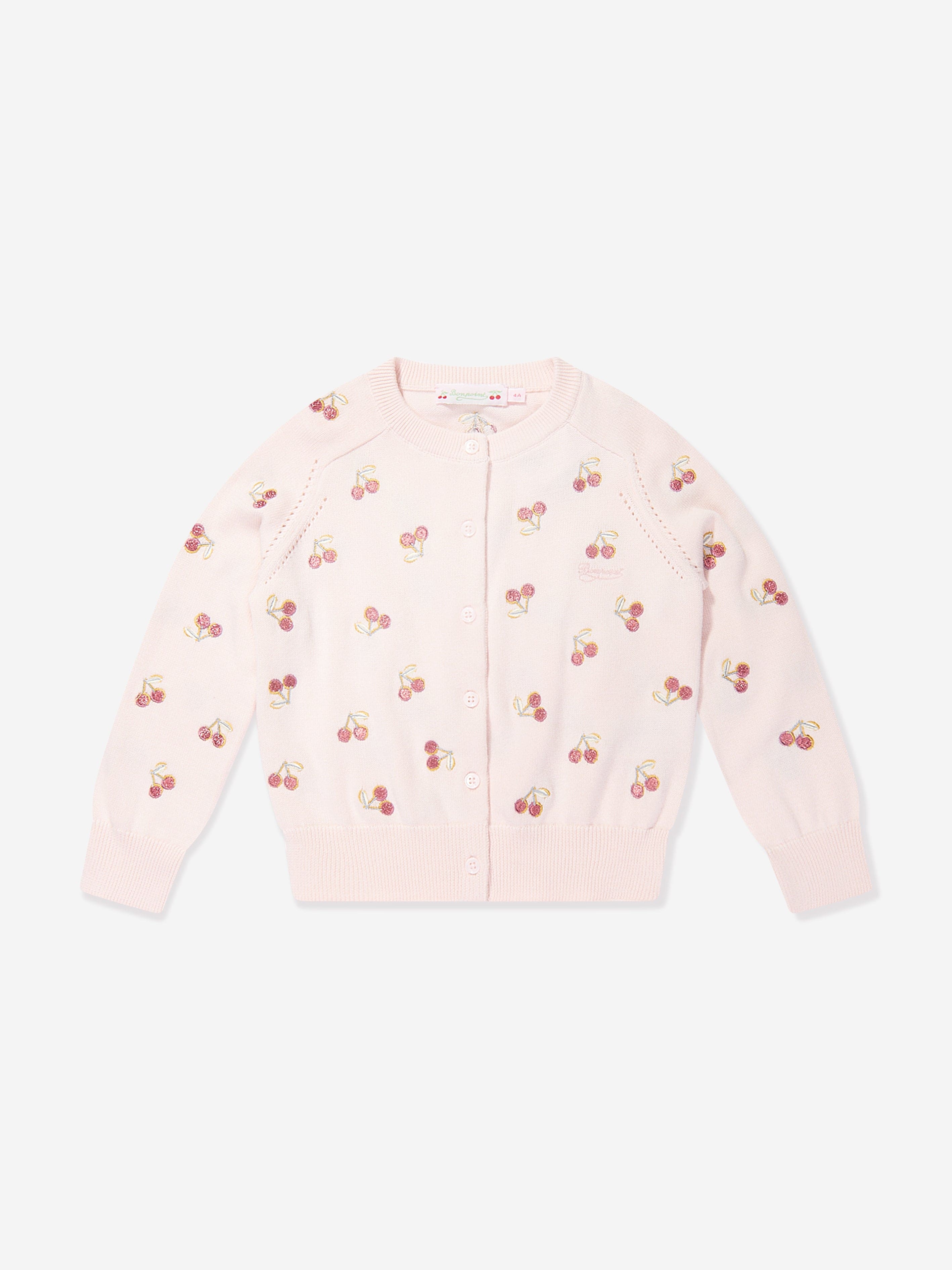 Bonpoint Girls Aizoon Cardigan in Pink