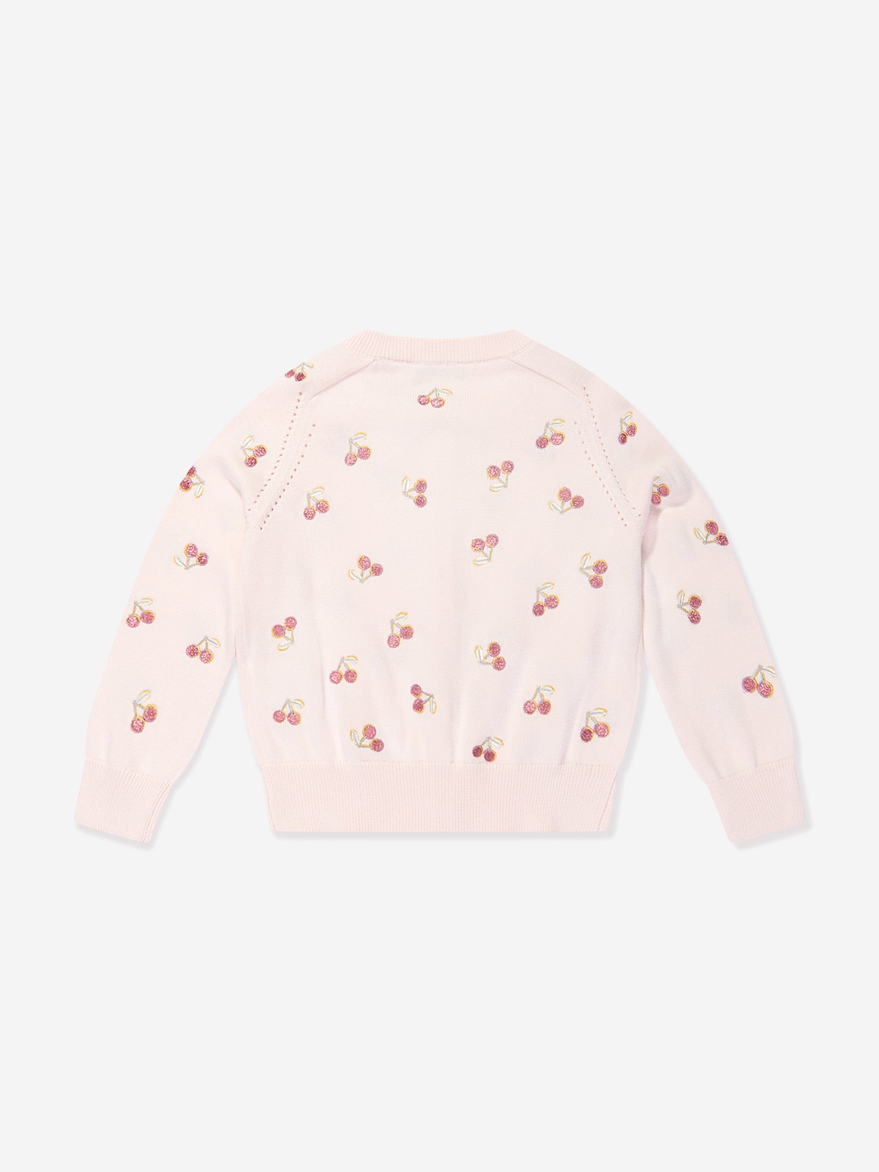 Bonpoint Girls Aizoon Cardigan in Pink