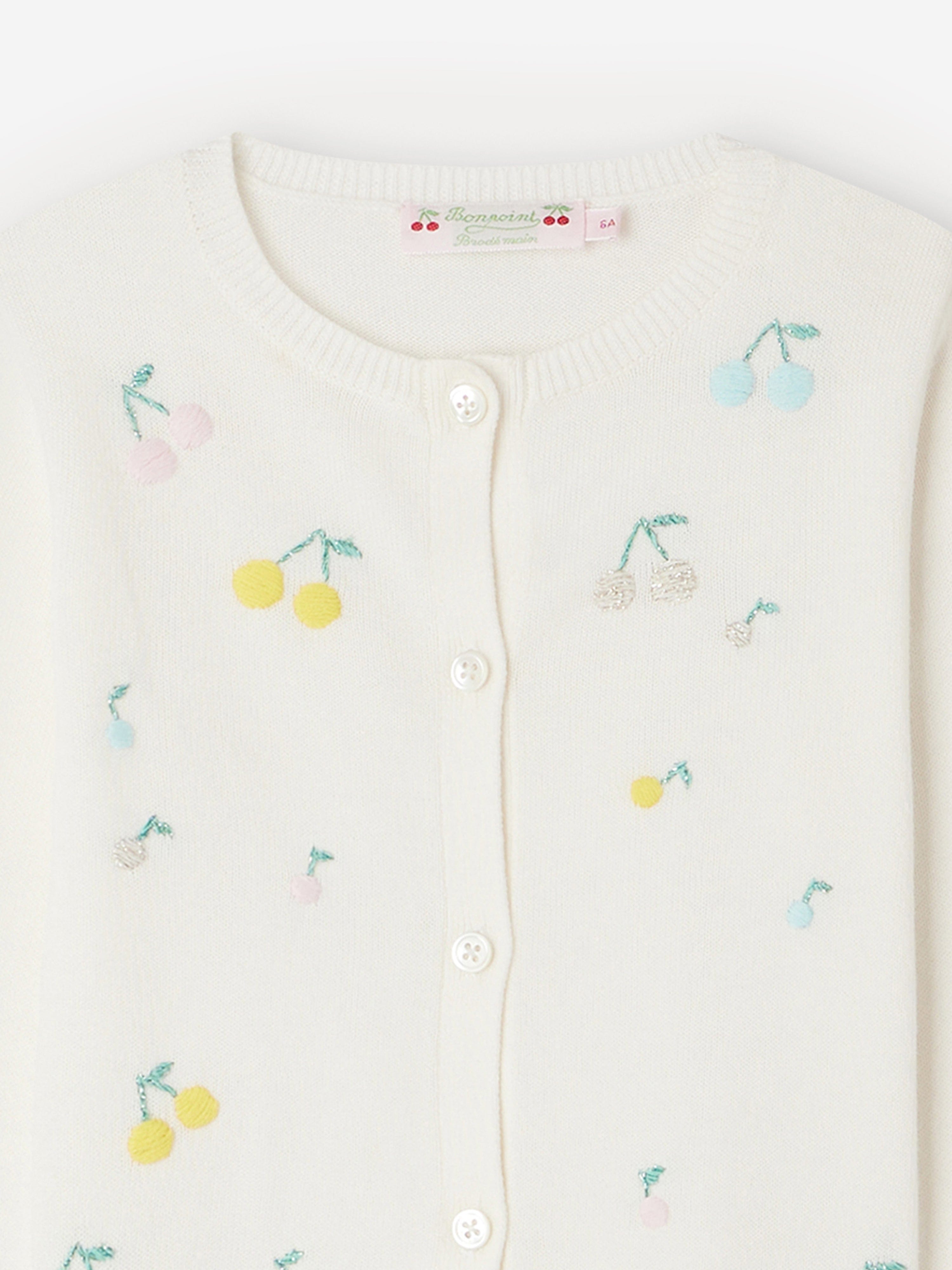 Bonpoint Girls Toesie Cardigan in White