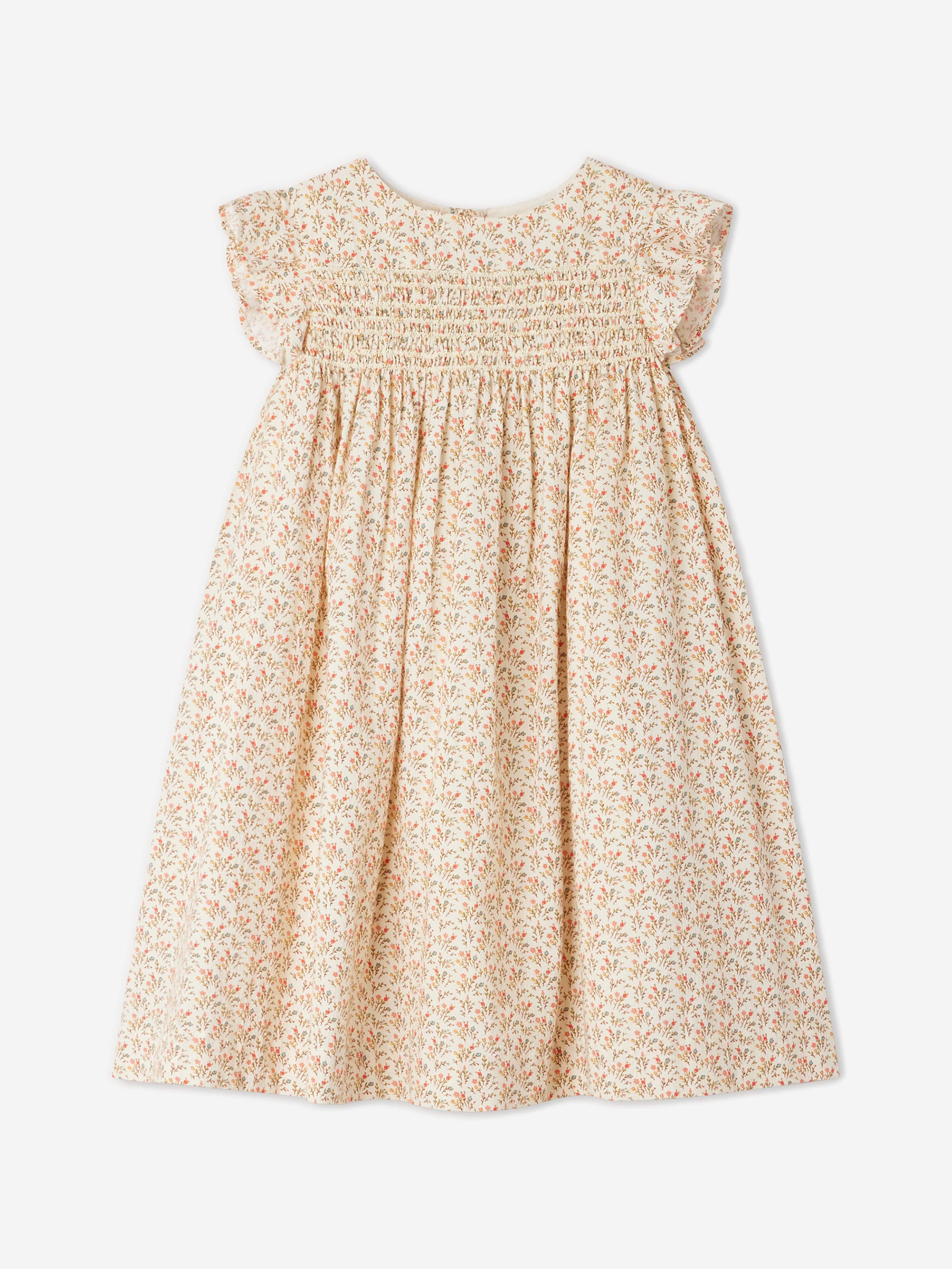 Bonpoint Girls Colombine Floral Dress in Beige