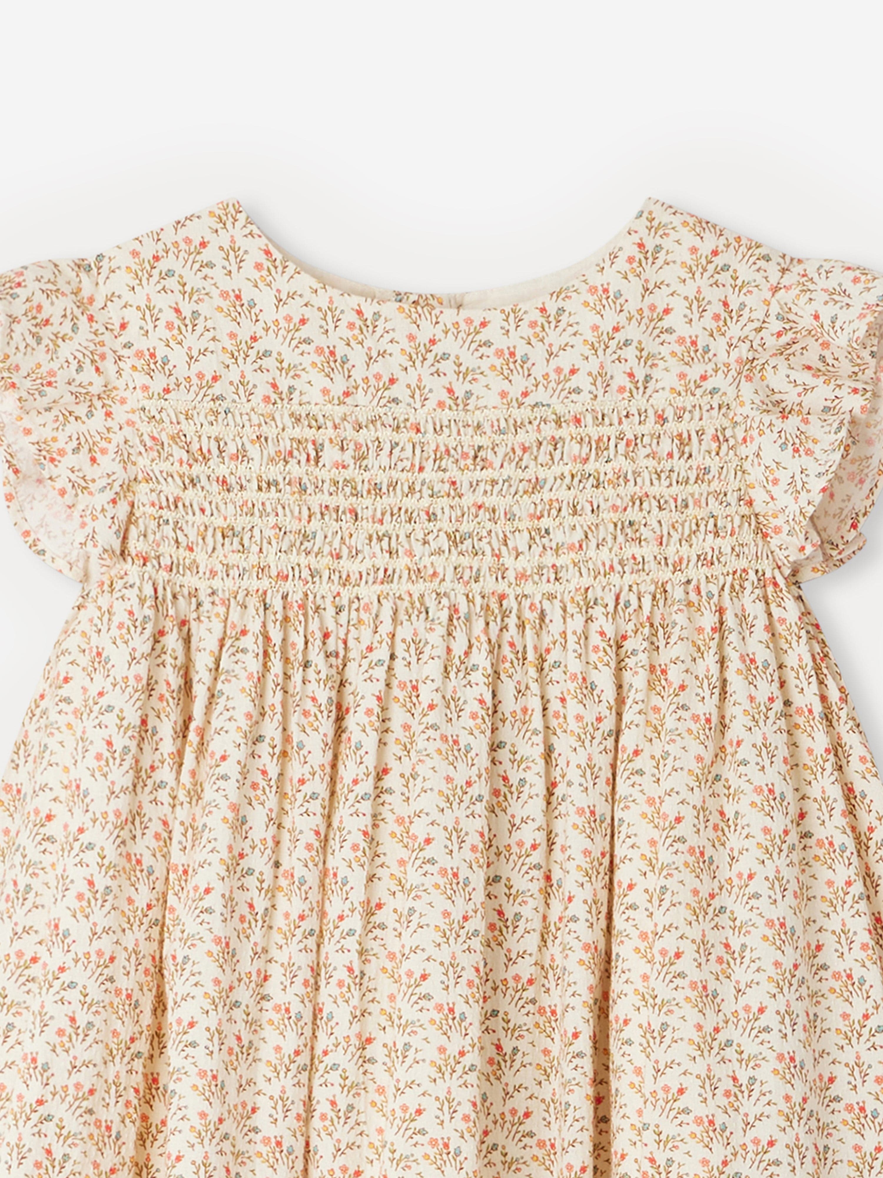 Bonpoint Girls Colombine Floral Dress in Beige