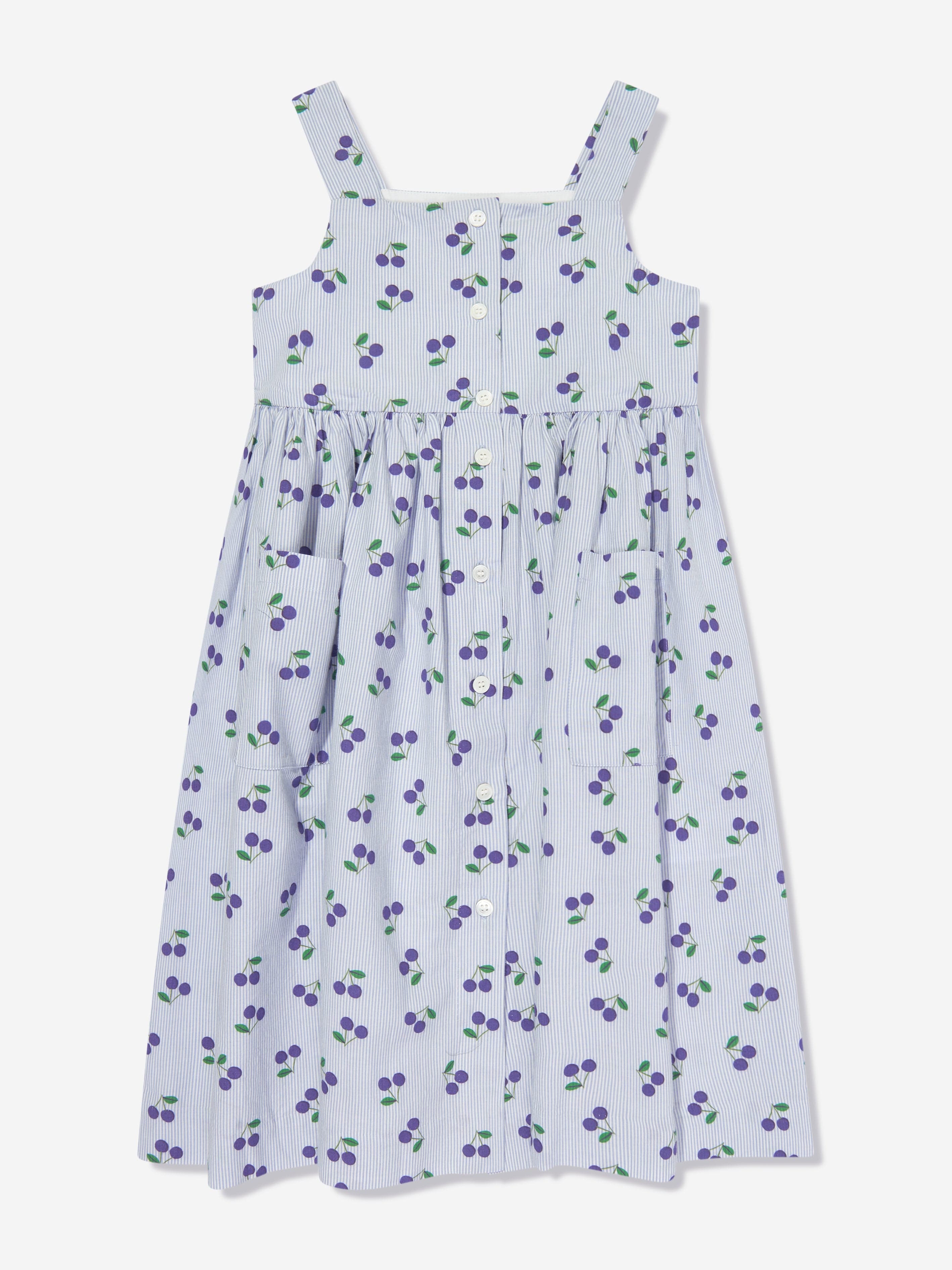 Bonpoint Girls Laly Pinafore Dress in Blue