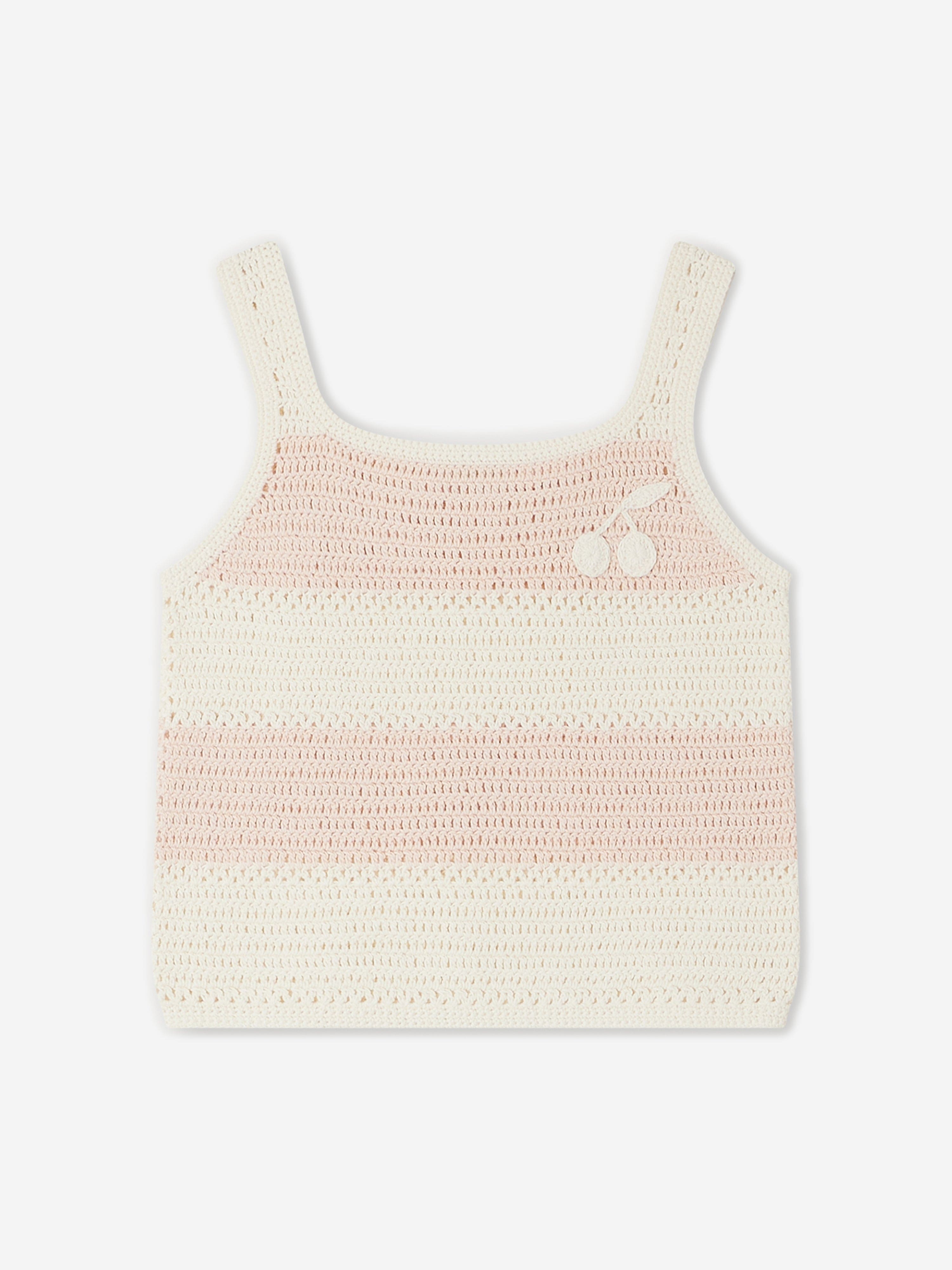 Bonpoint Girls Striped Sleeveless Top in Pink