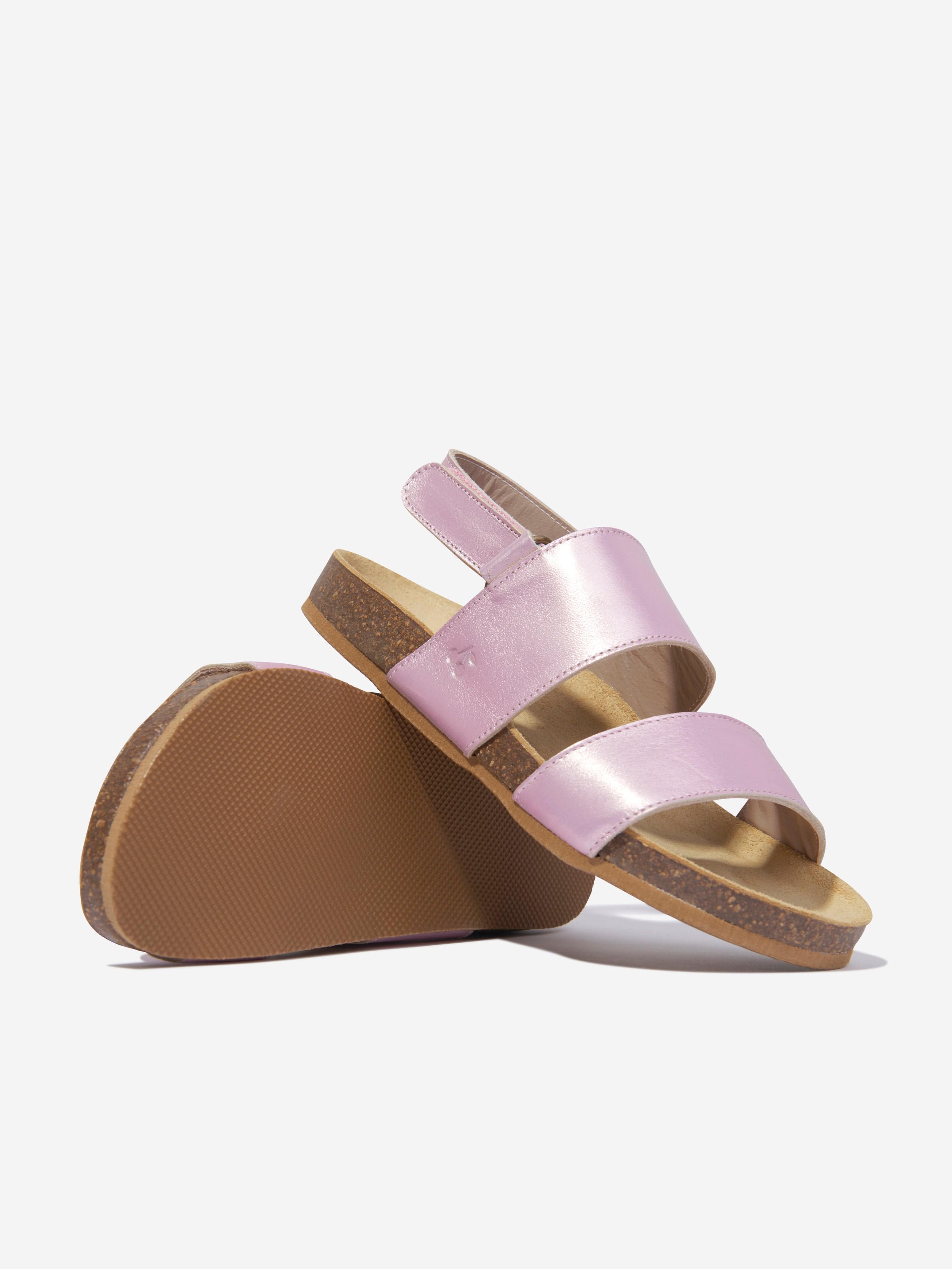 Bonpoint Girls Agostino Leather Sandals in Pink