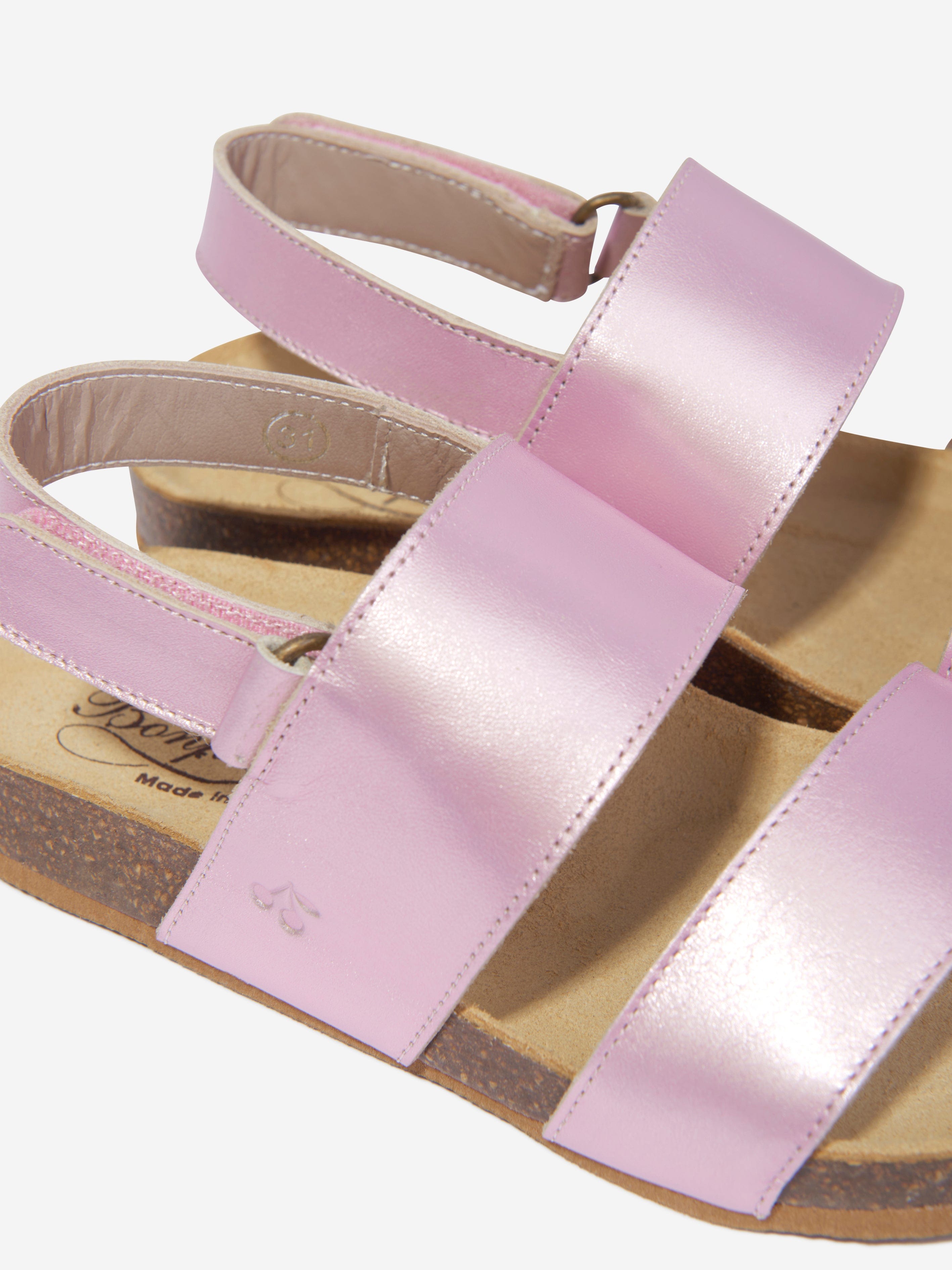 Bonpoint Girls Agostino Leather Sandals in Pink