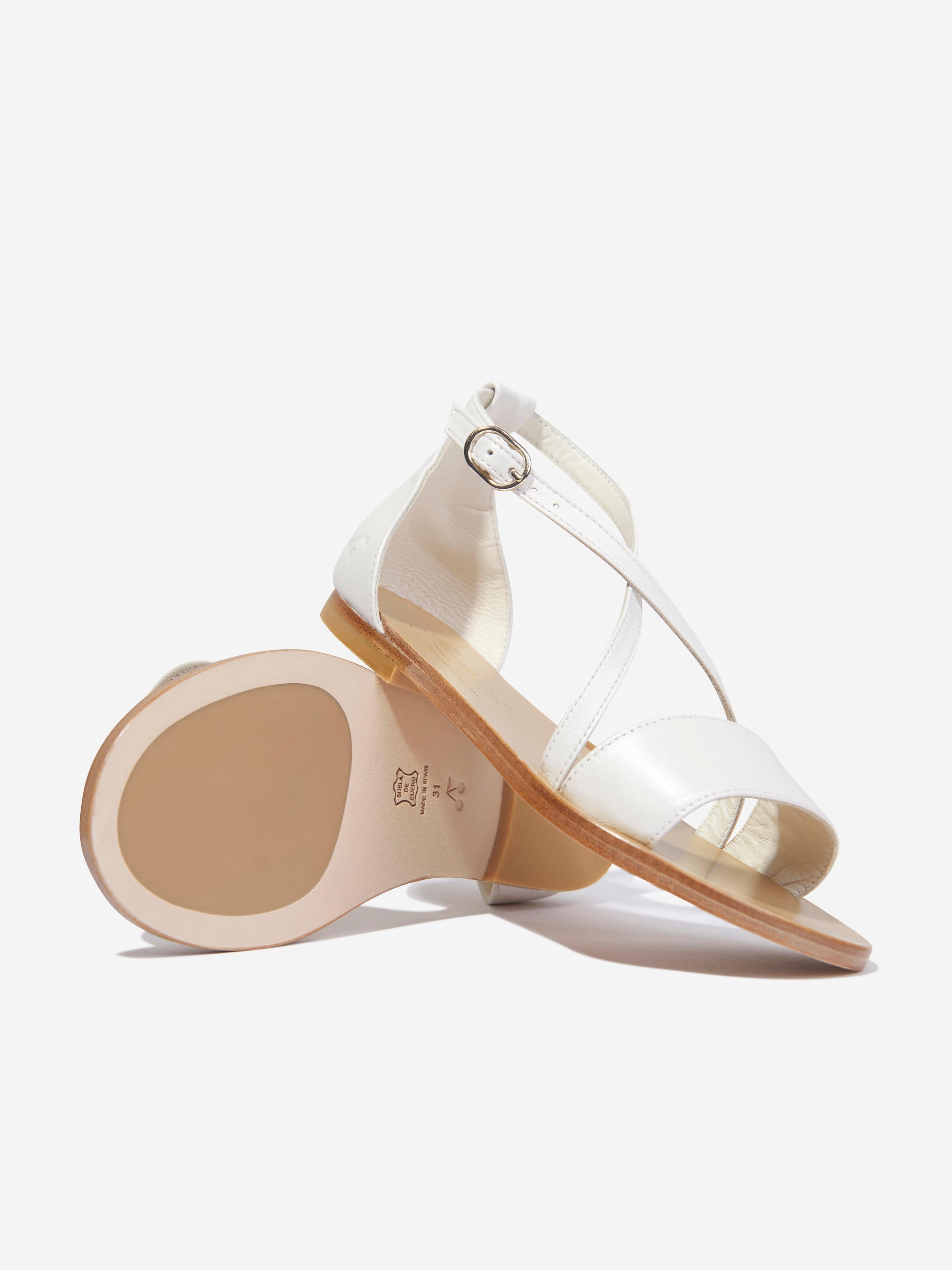 Bonpoint Girls Fia Leather Sandals in White