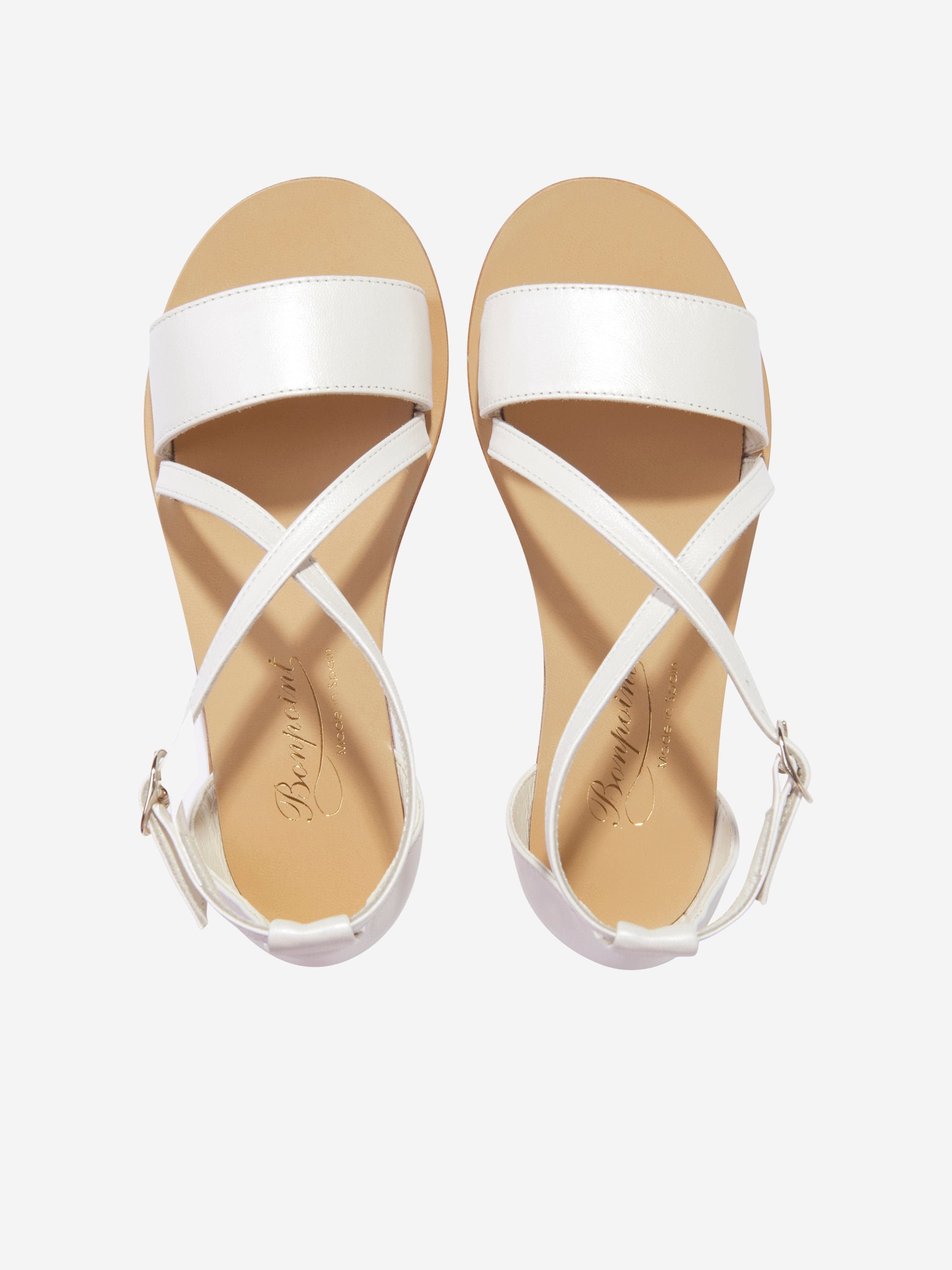 Bonpoint Girls Fia Leather Sandals in White