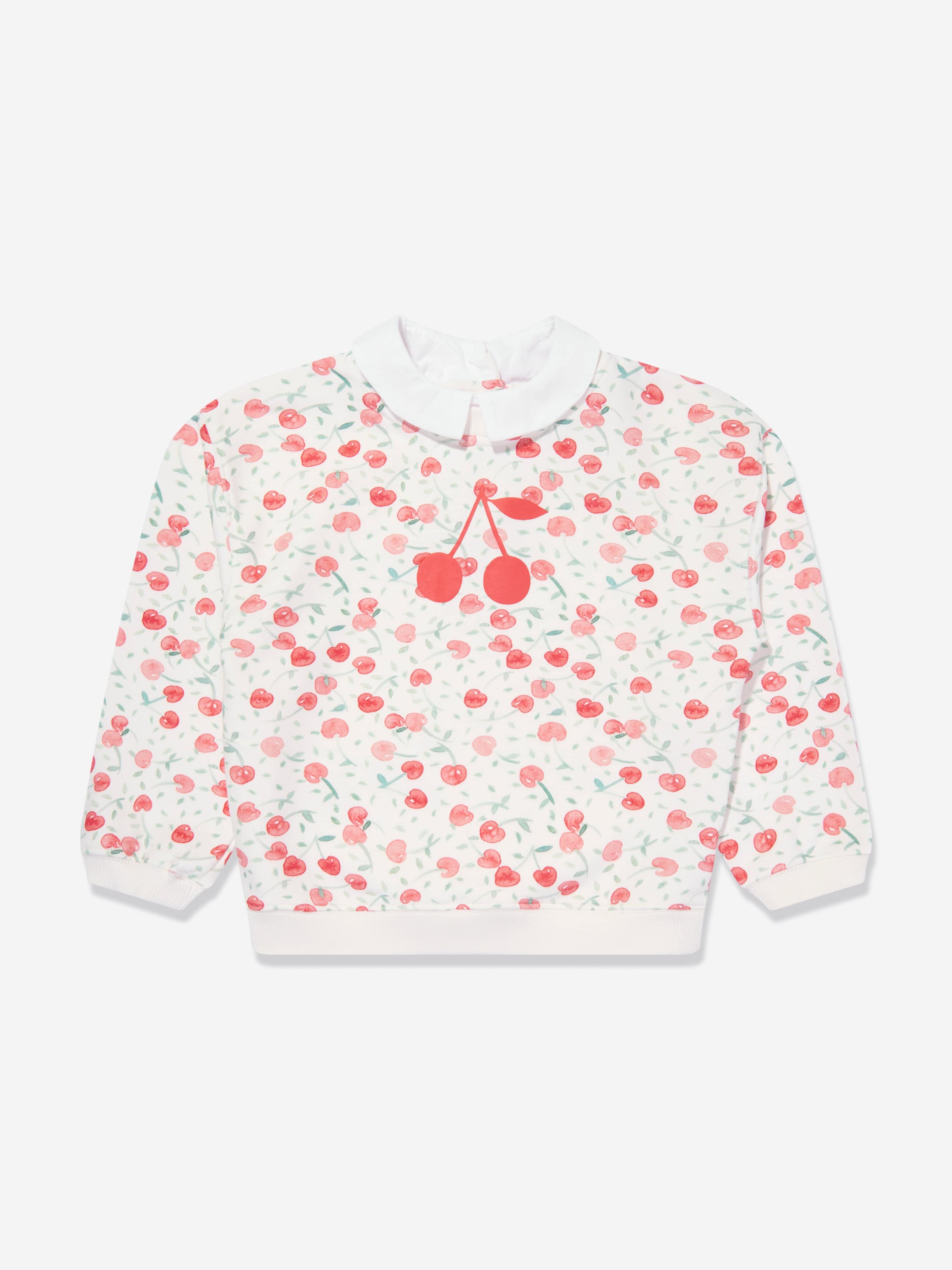 Bonpoint Girls Claudine Cherry Sweatshirt in White