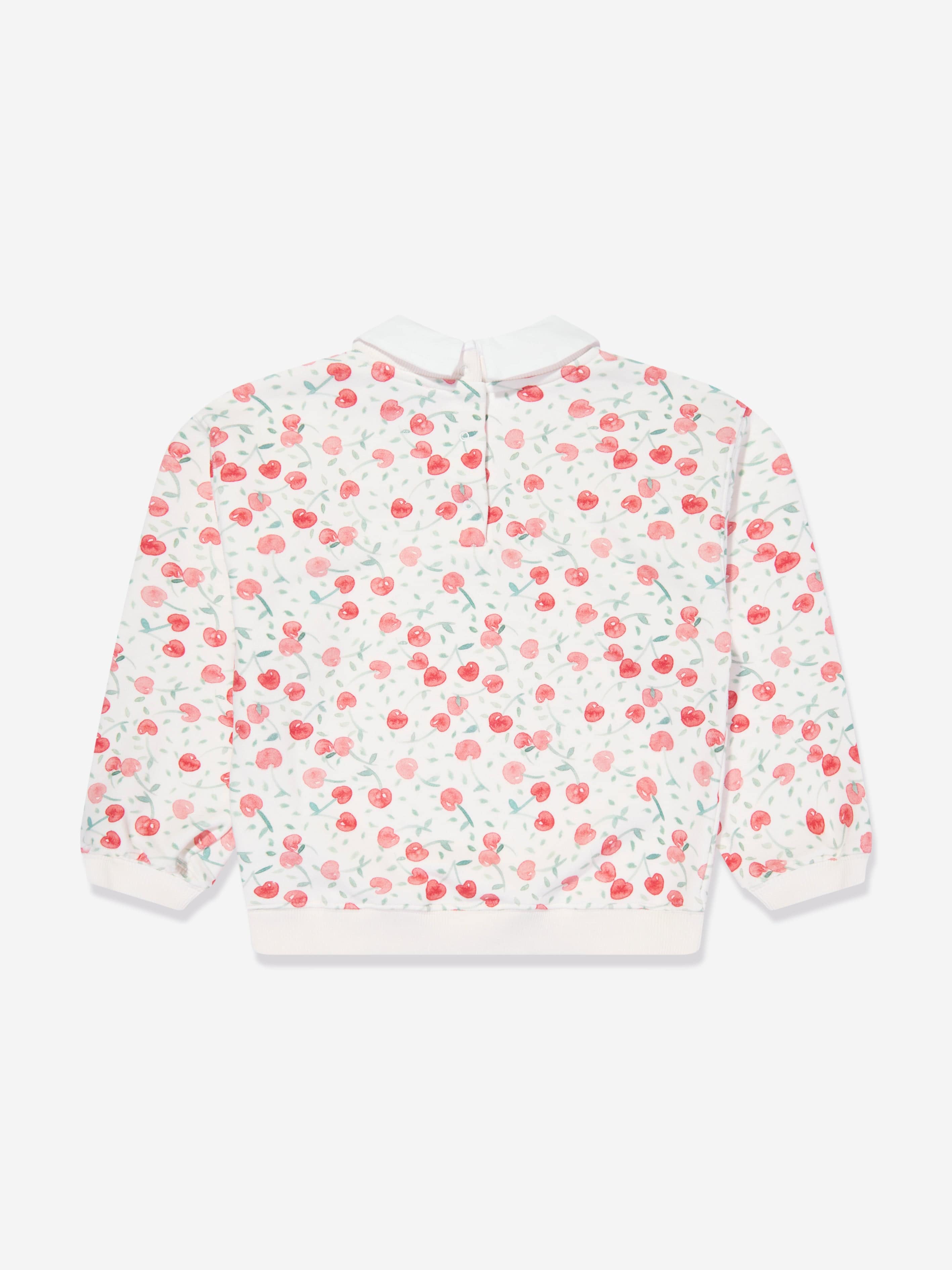 Bonpoint Girls Claudine Cherry Sweatshirt in White