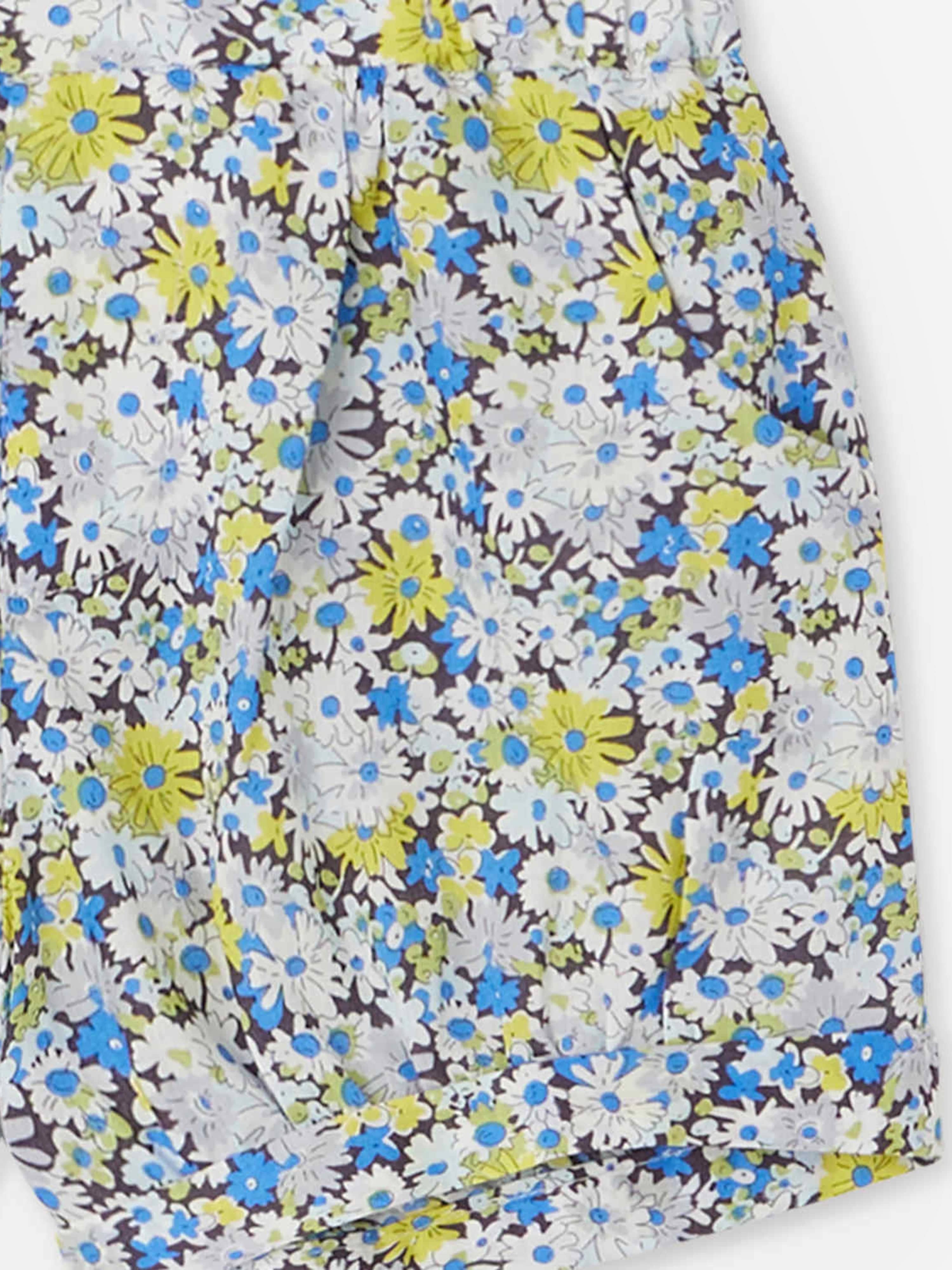 Bonpoint Baby Girls Short Square Floral Shorts in Blue