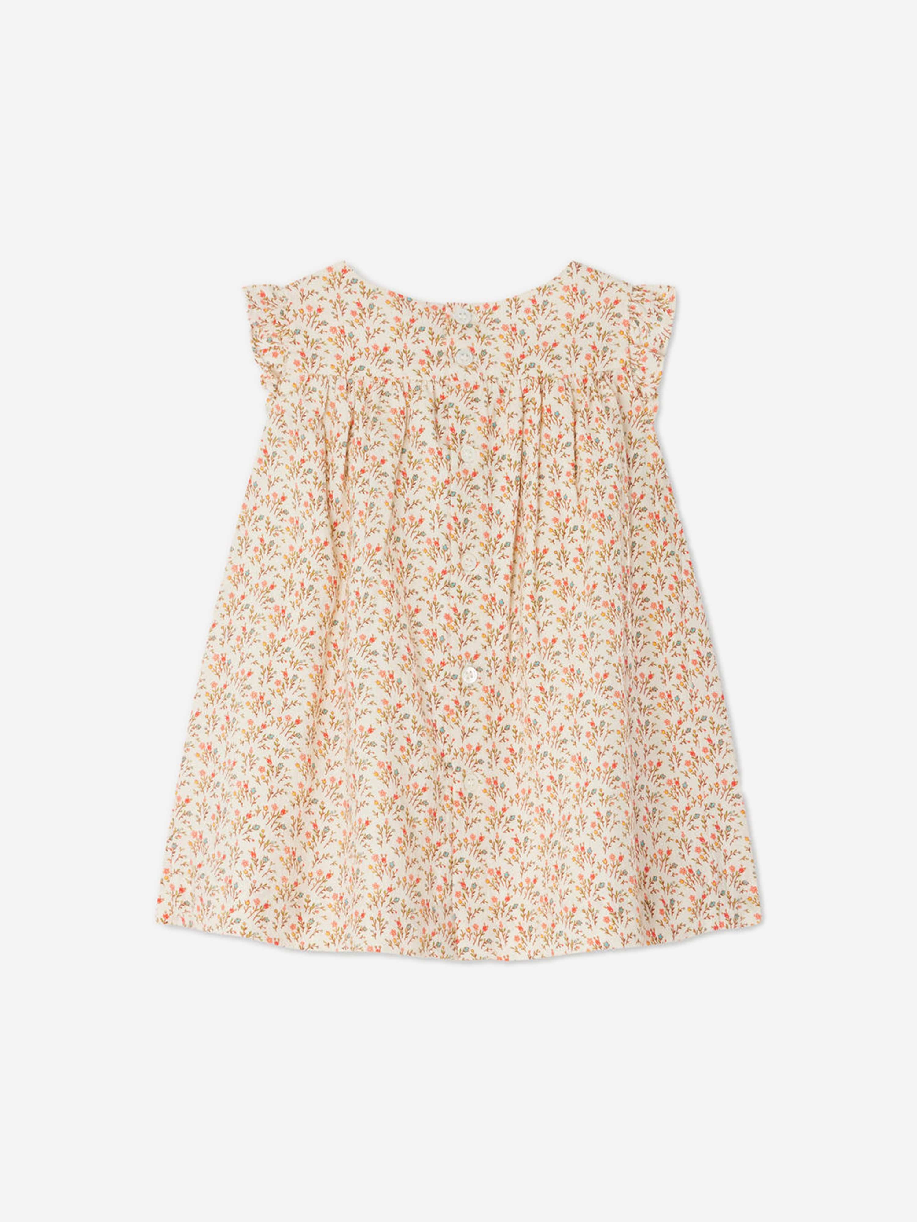 Bonpoint Baby Girls Bis Floral Dress in Beige