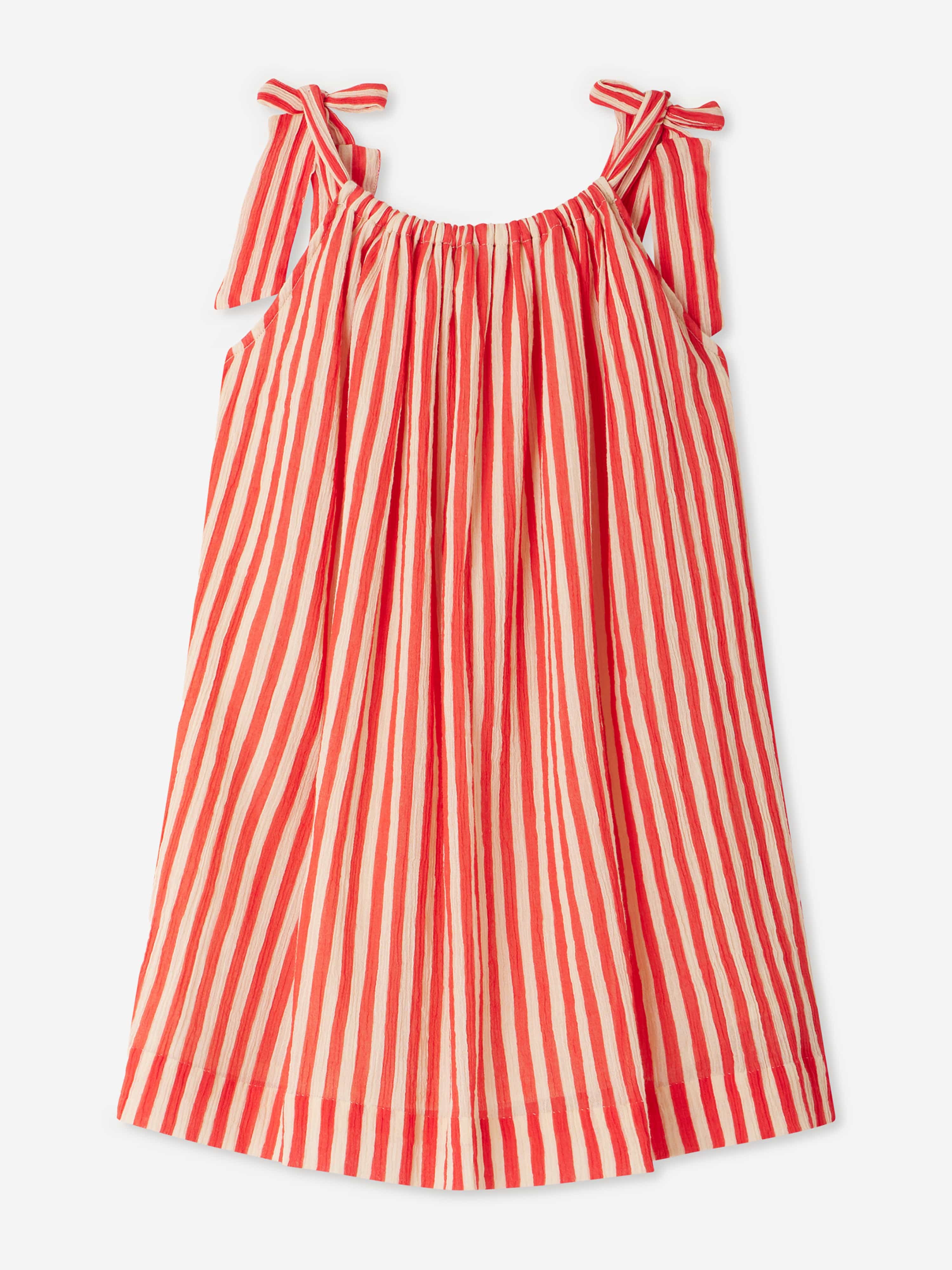Bonpoint Girls Striped Eloise Dress in Red