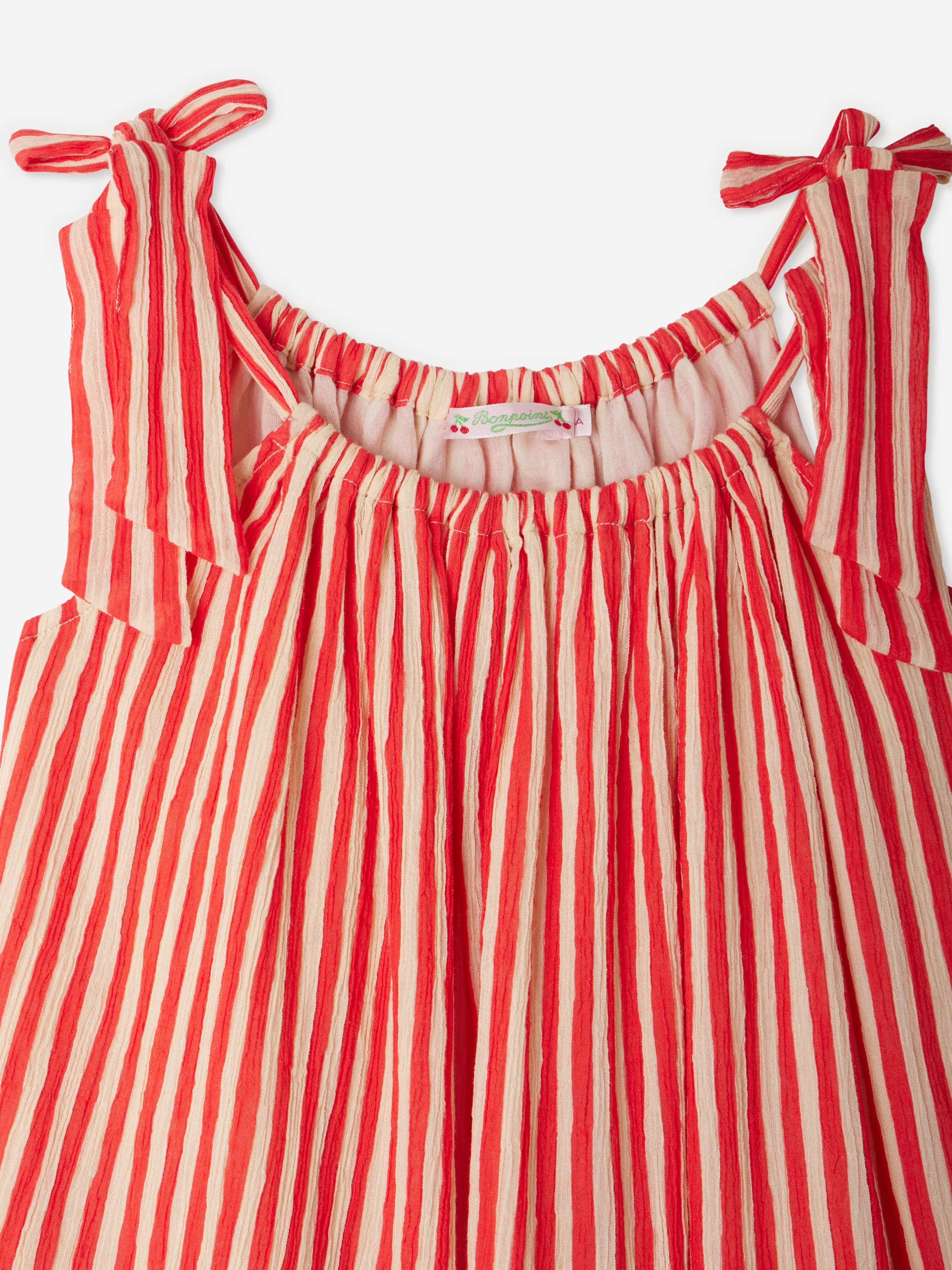 Bonpoint Girls Striped Eloise Dress in Red