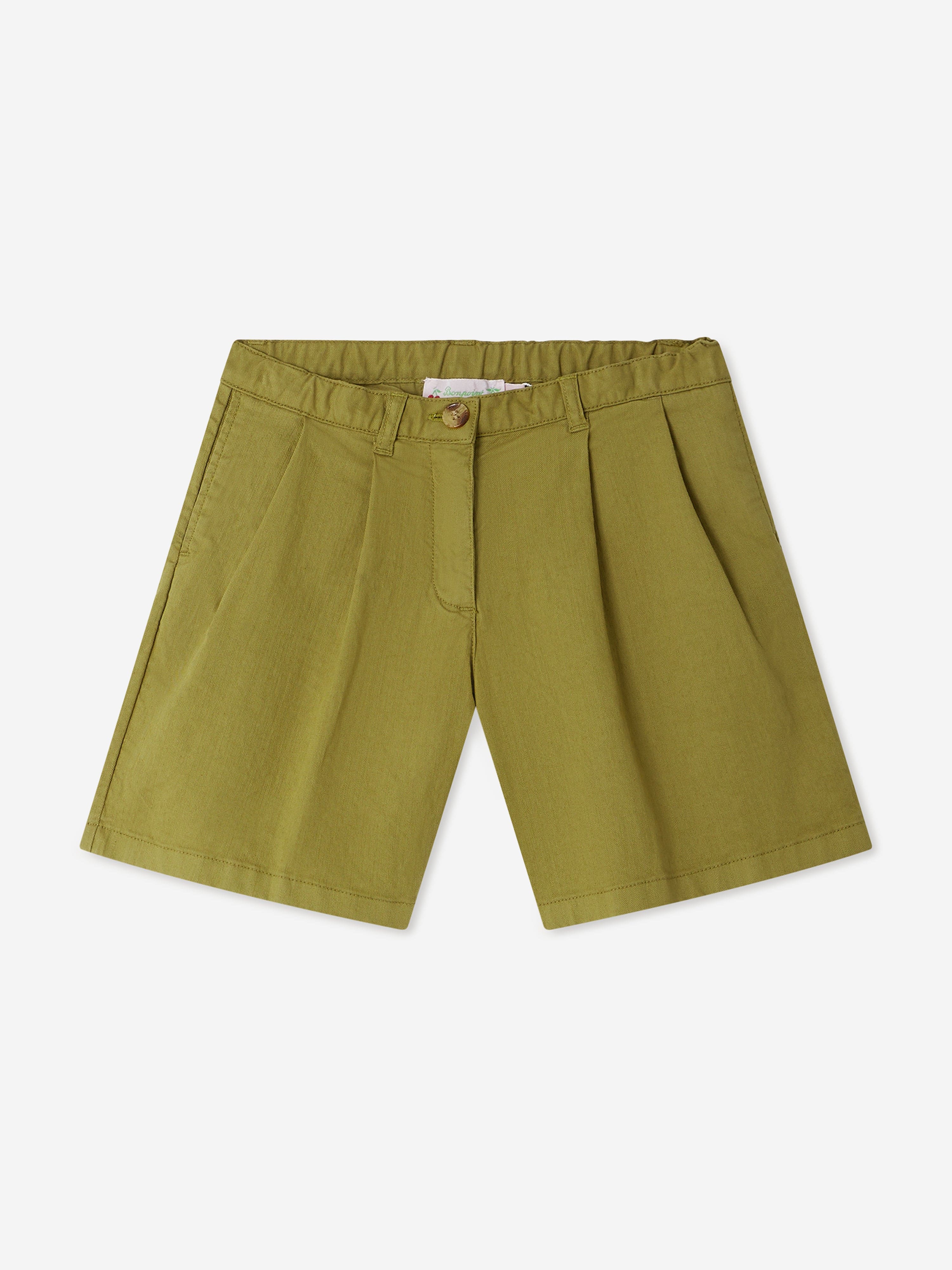 Bonpoint Girls Cotton Shorts in Green