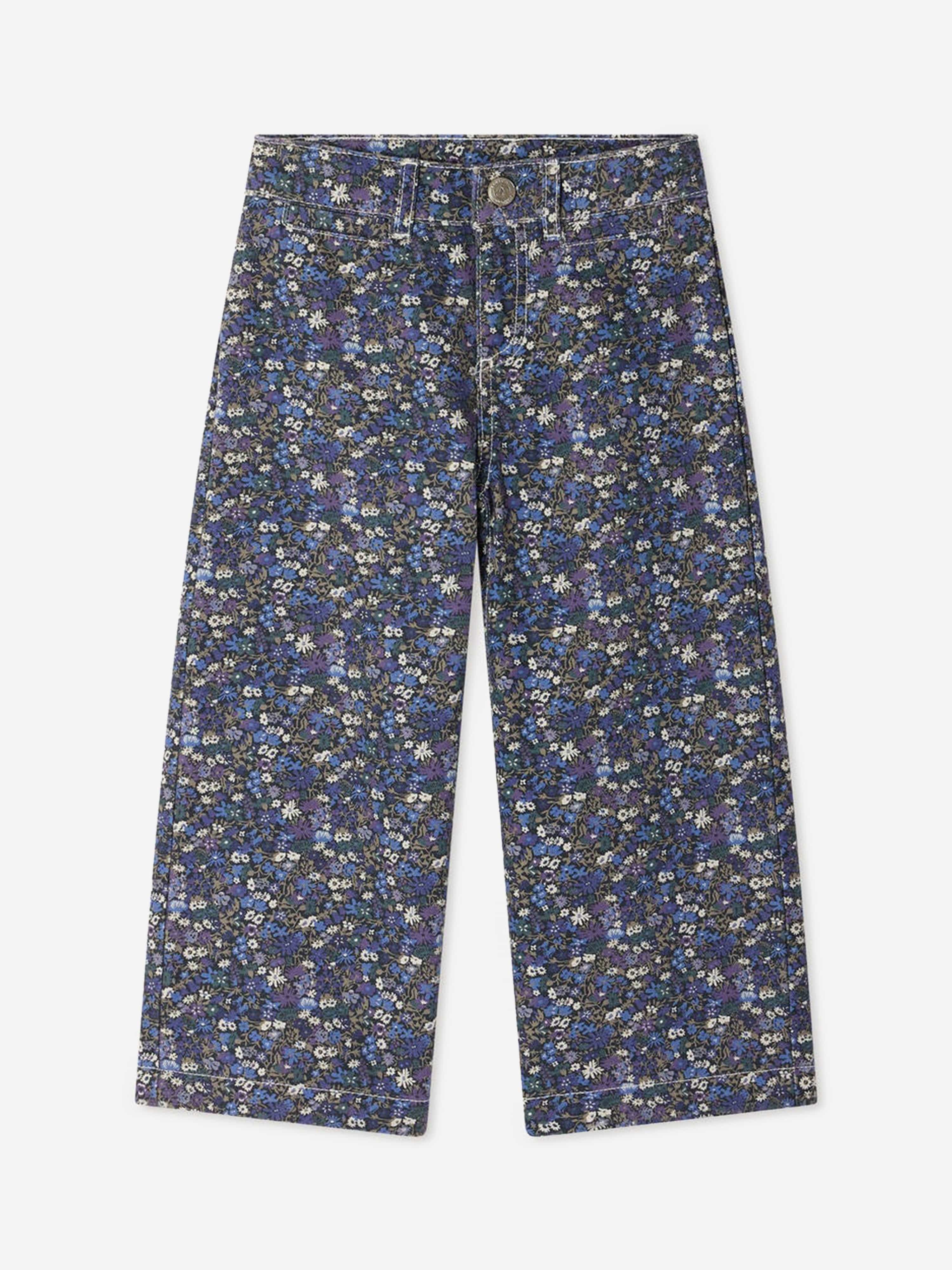 Bonpoint Girls Gersande Wide Leg Jeans in Blue