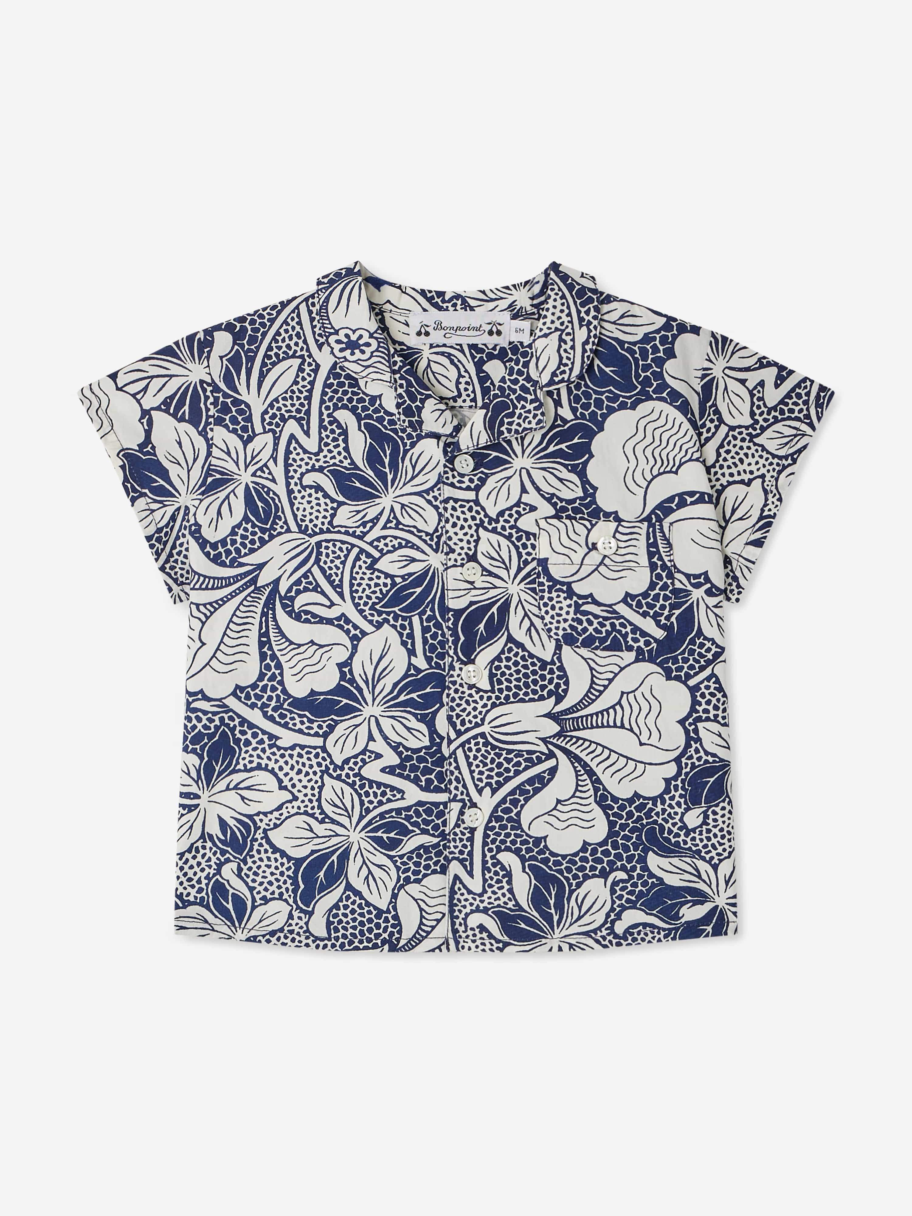 Bonpoint Baby Boys Floral Gerald Shirt in Blue