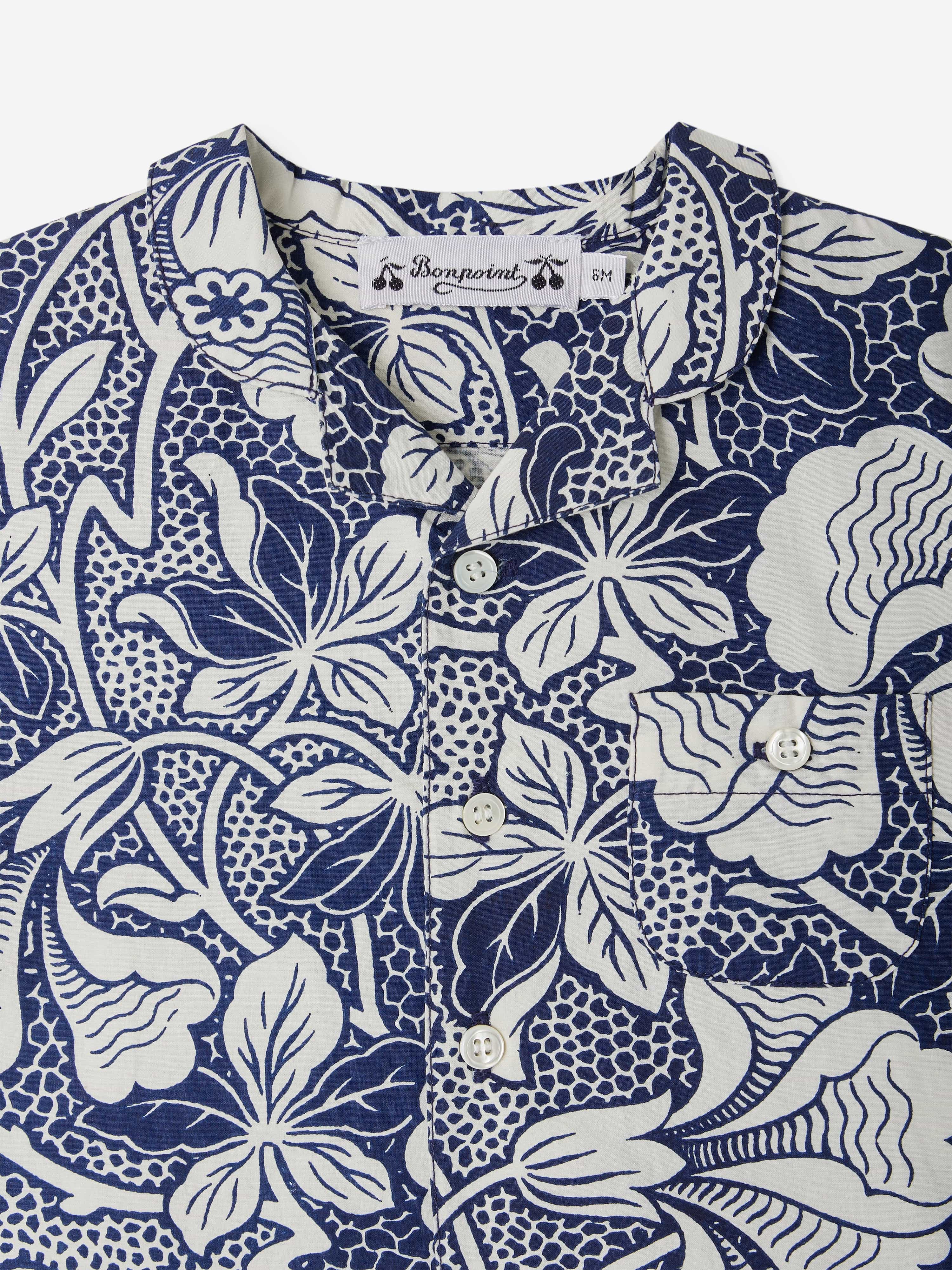 Bonpoint Baby Boys Floral Gerald Shirt in Blue