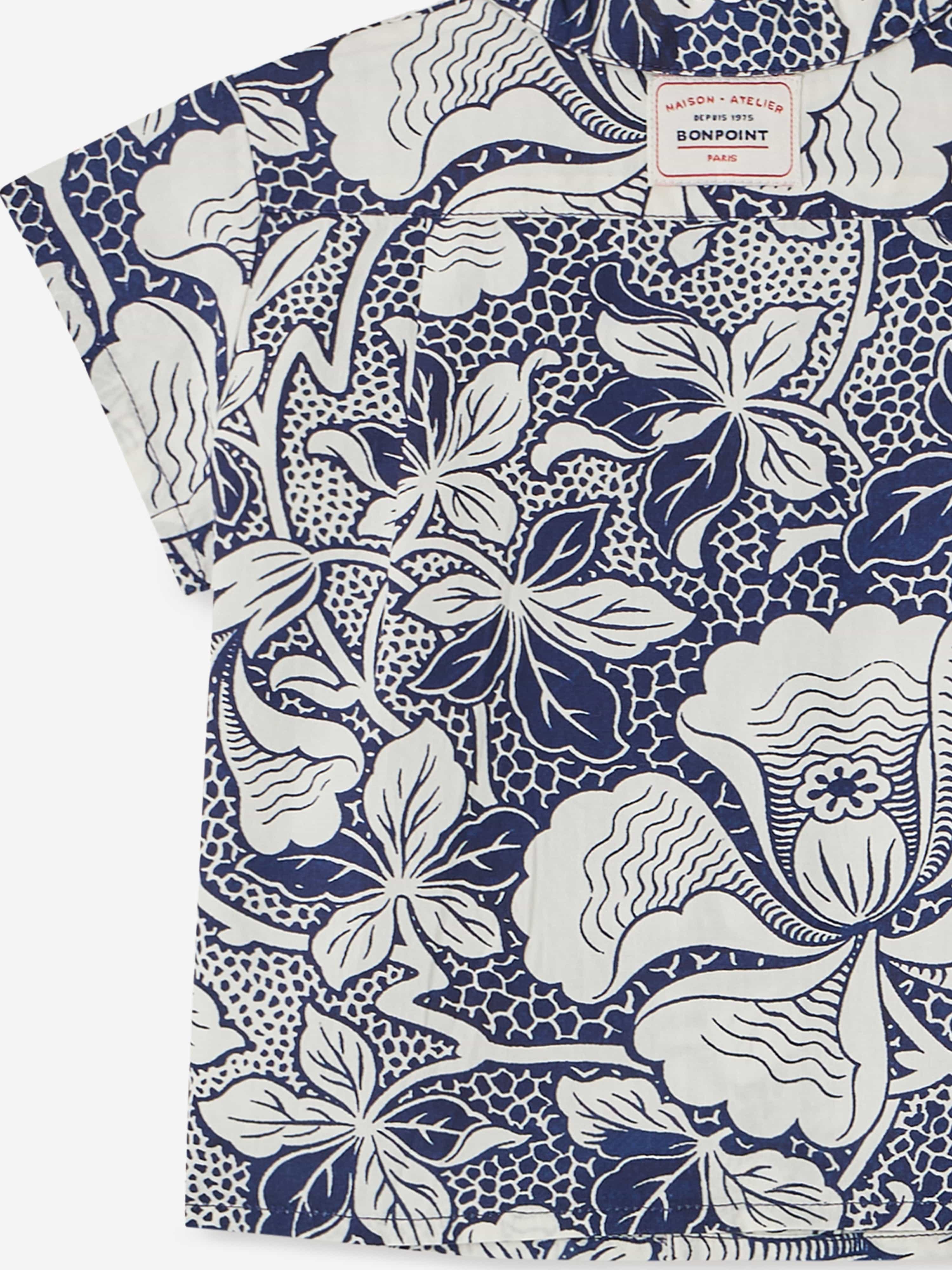 Bonpoint Baby Boys Floral Gerald Shirt in Blue