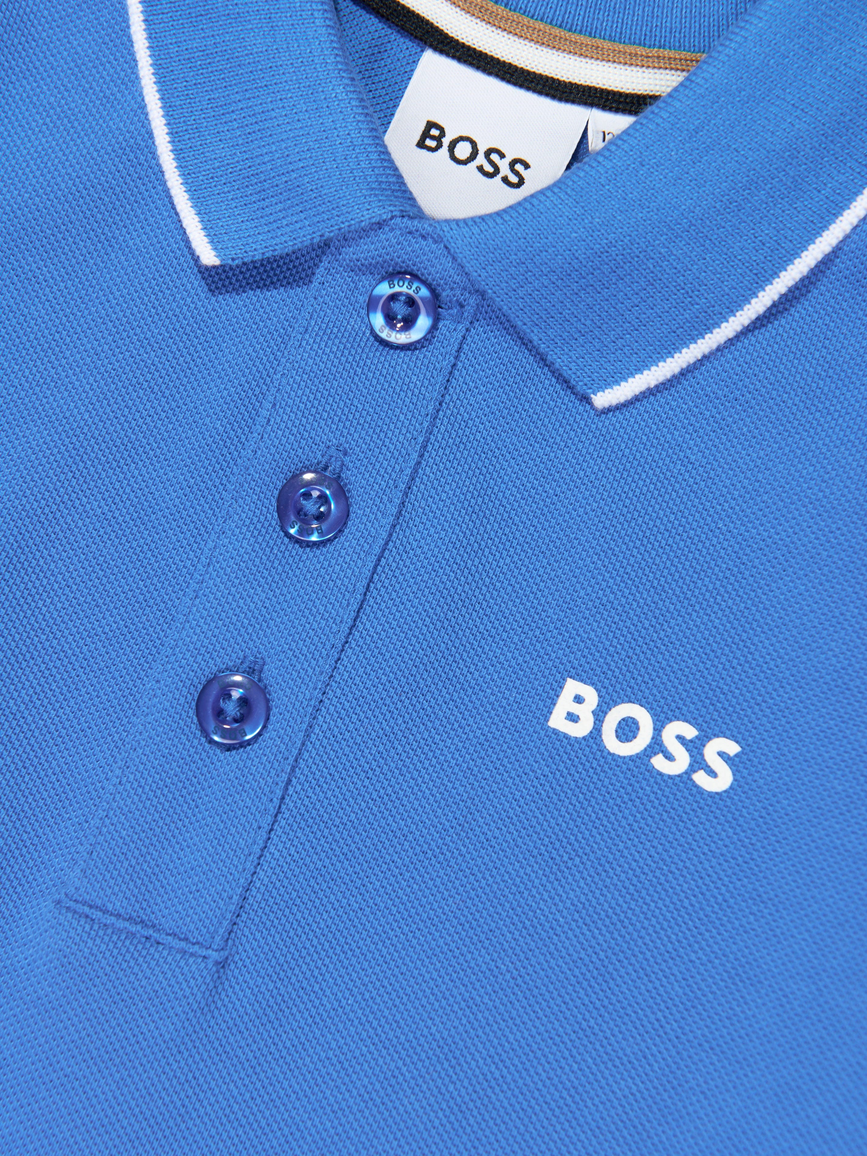 BOSS Baby Boys Logo Polo Shirt in Blue