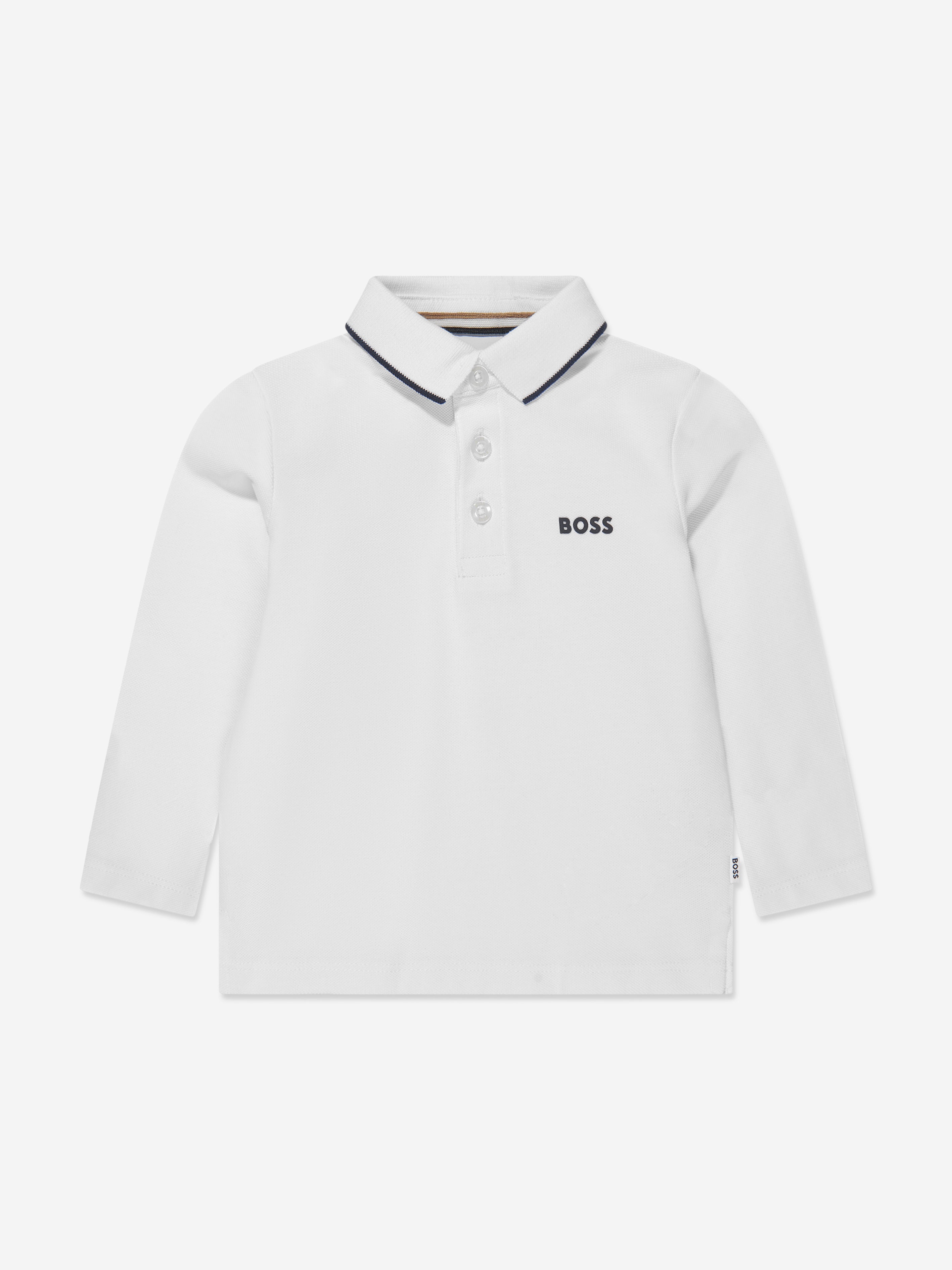 BOSS Baby Boys Long Sleeve Polo Shirt in White