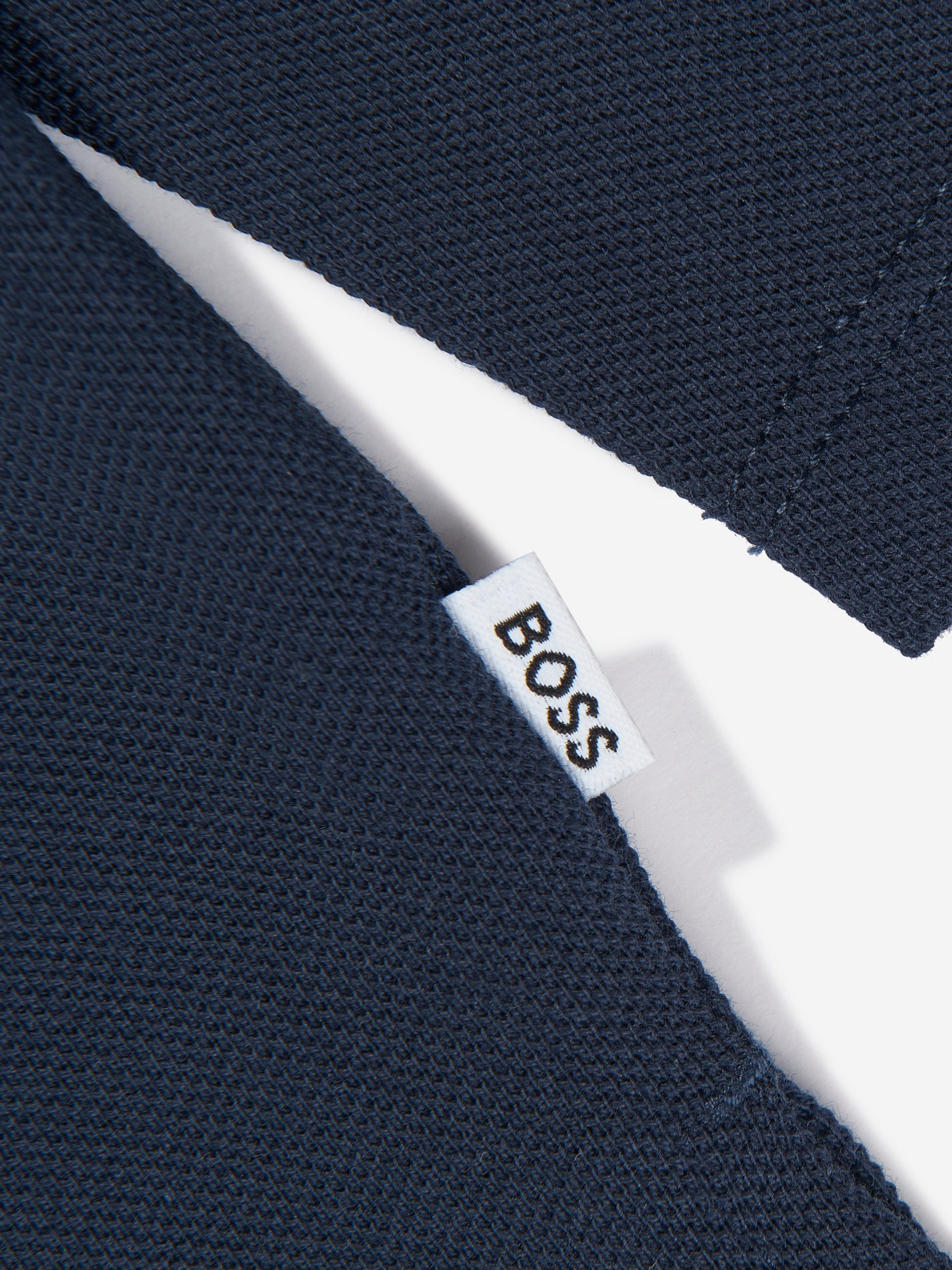 BOSS Baby Boys Long Sleeve Polo Shirt in Navy