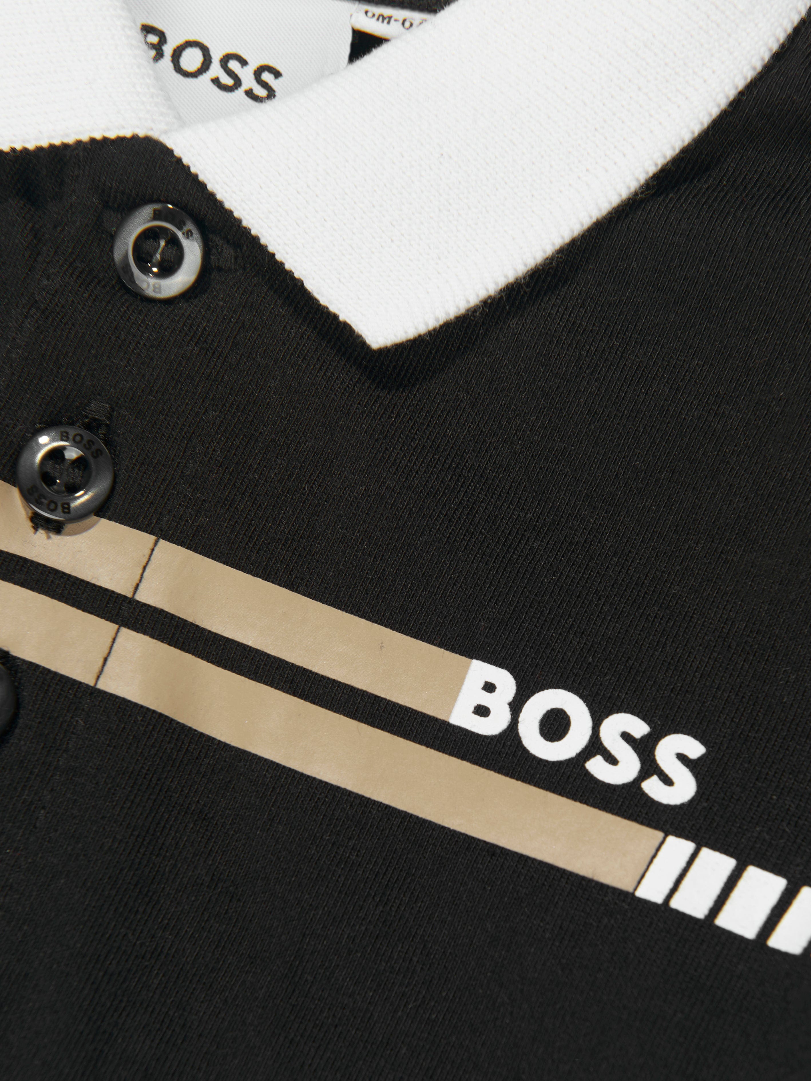 BOSS Baby Boys Long Sleeve Polo Shirt in Black