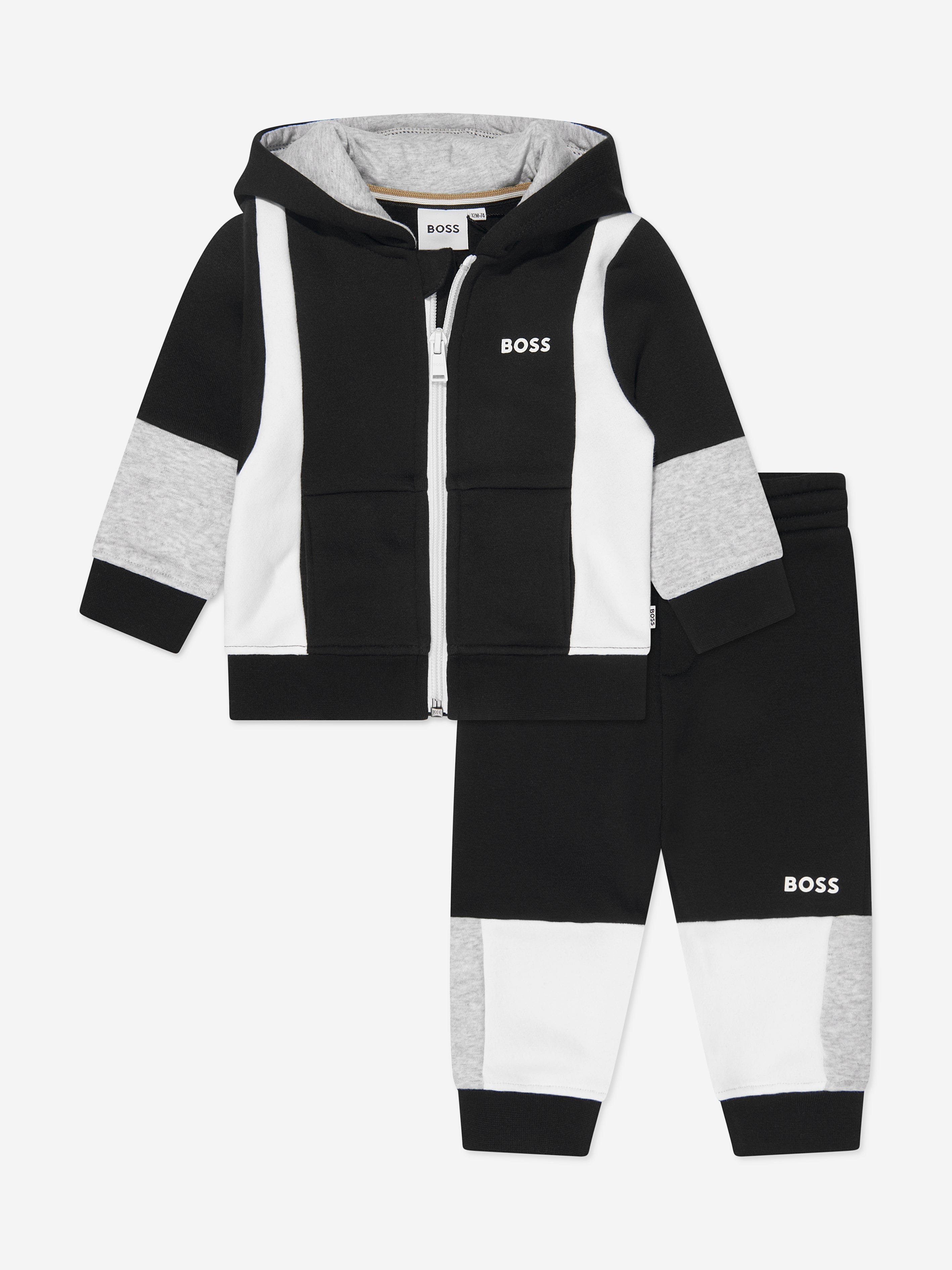 BOSS Baby Boys Colourblock Tracksuit in Black