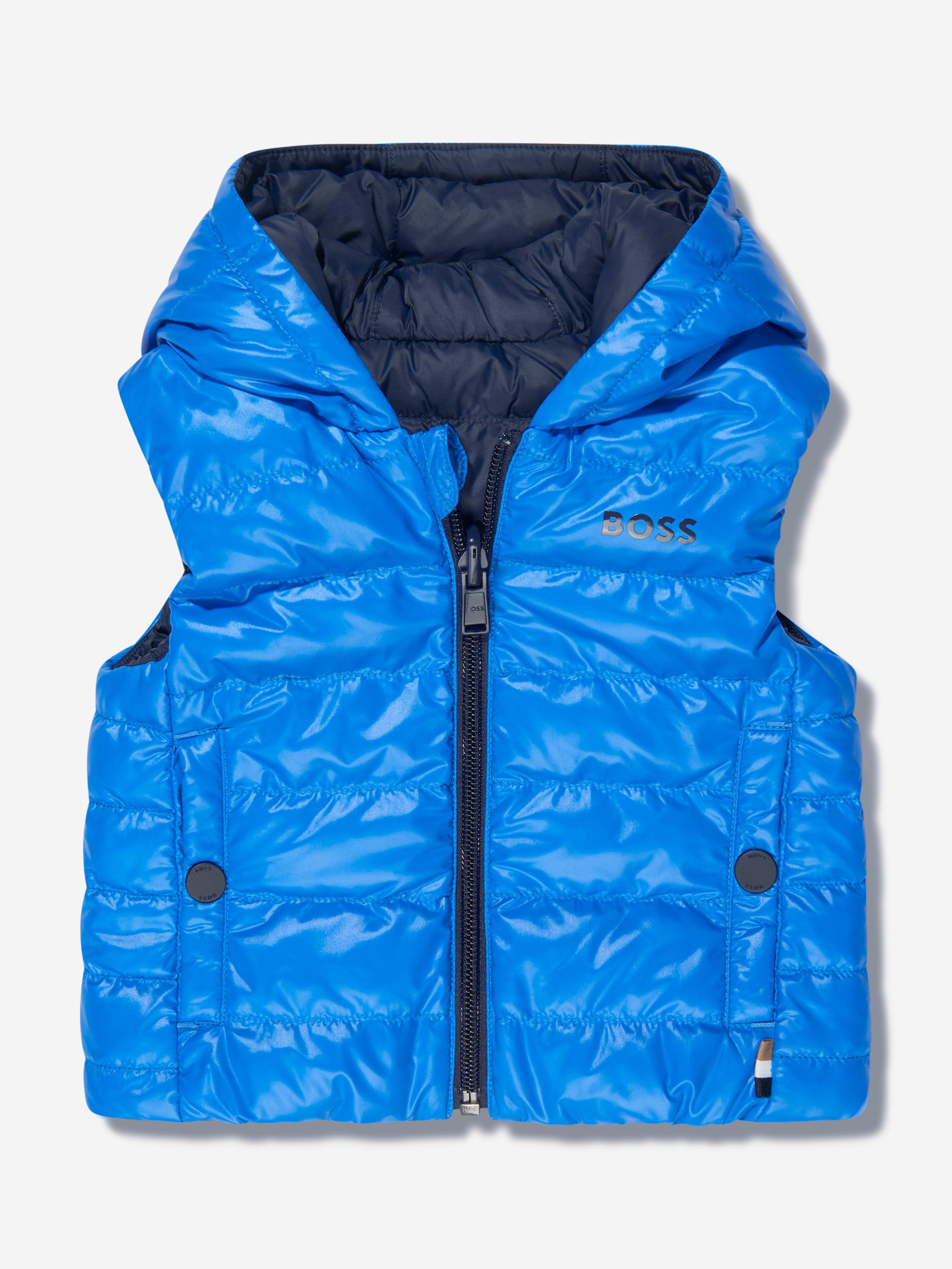 BOSS Baby Boys Reversible Puffer Gilet in Navy