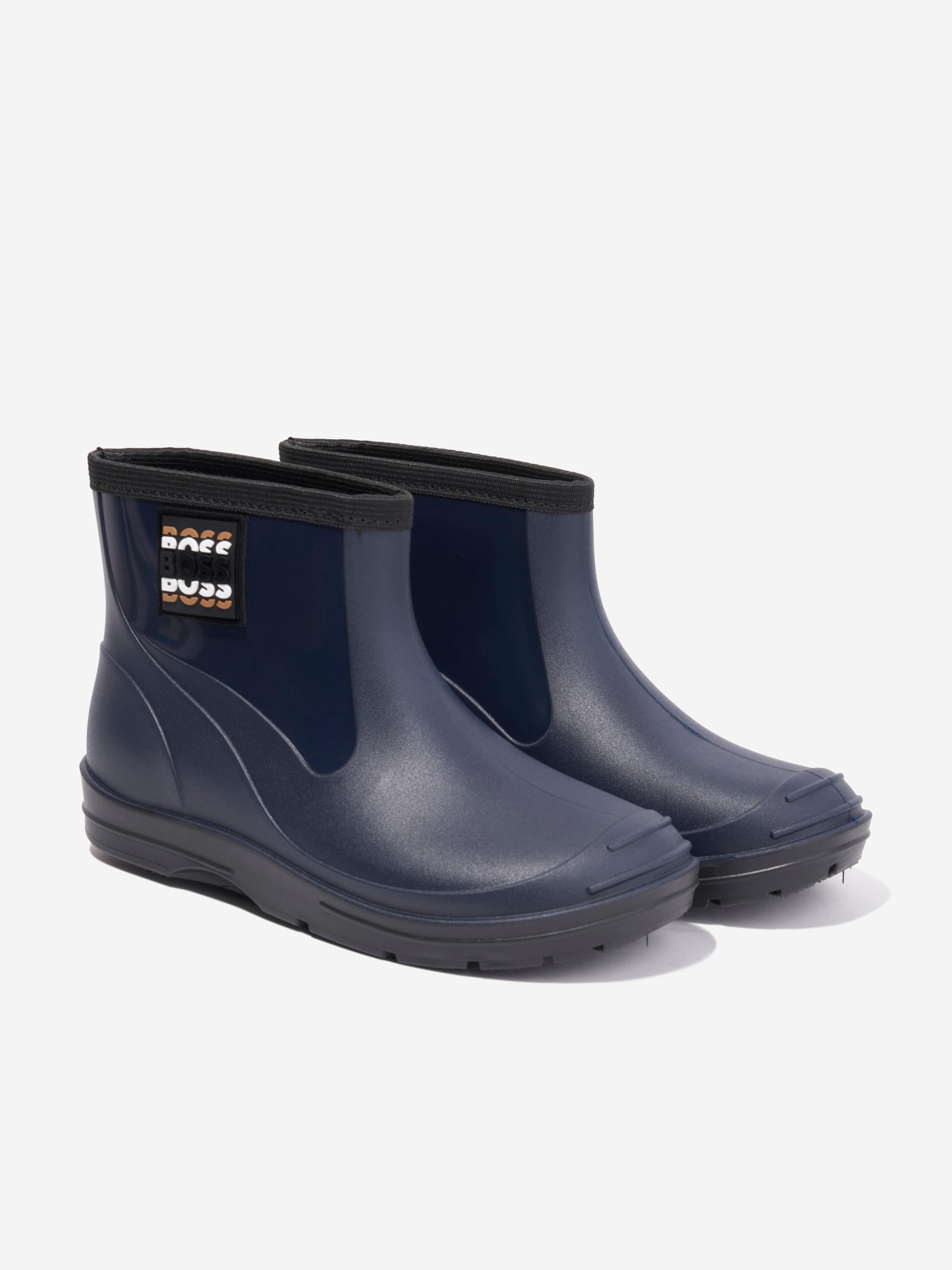 BOSS Boys Logo Wellies in Navy