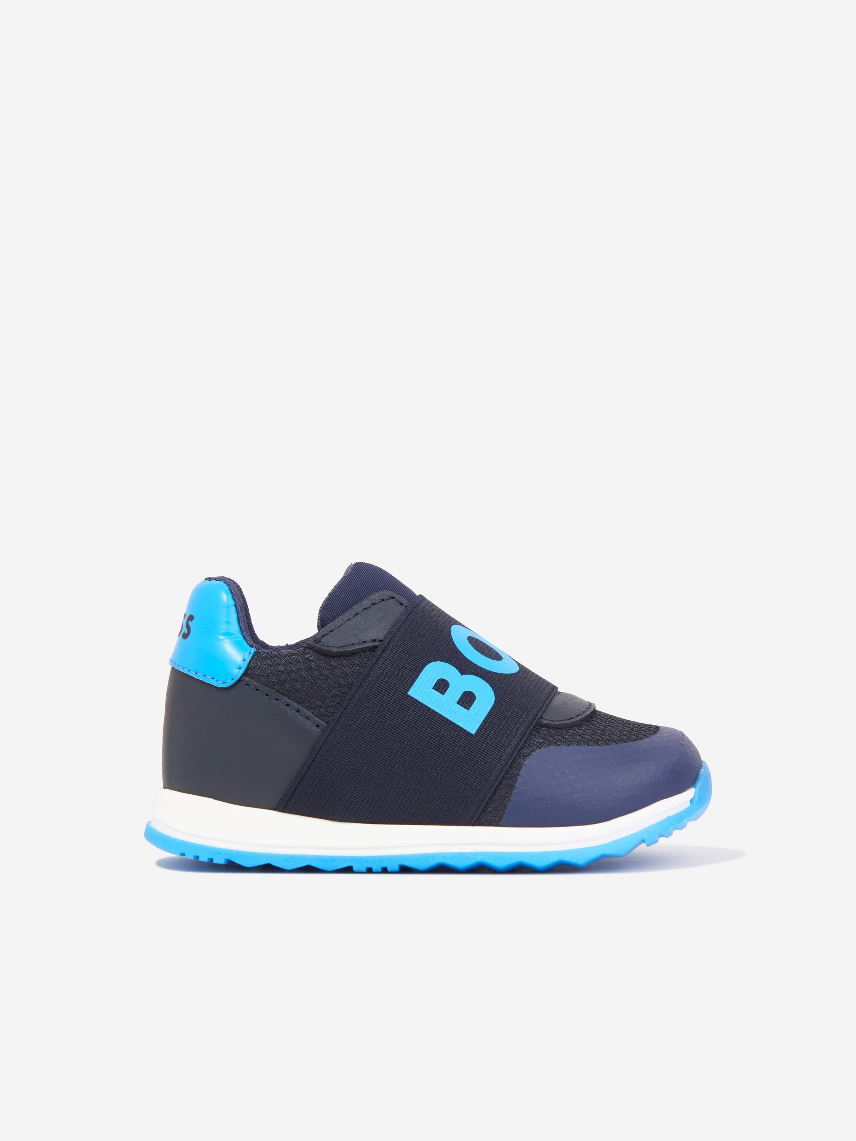 BOSS Boys Logo Trainers in Navy