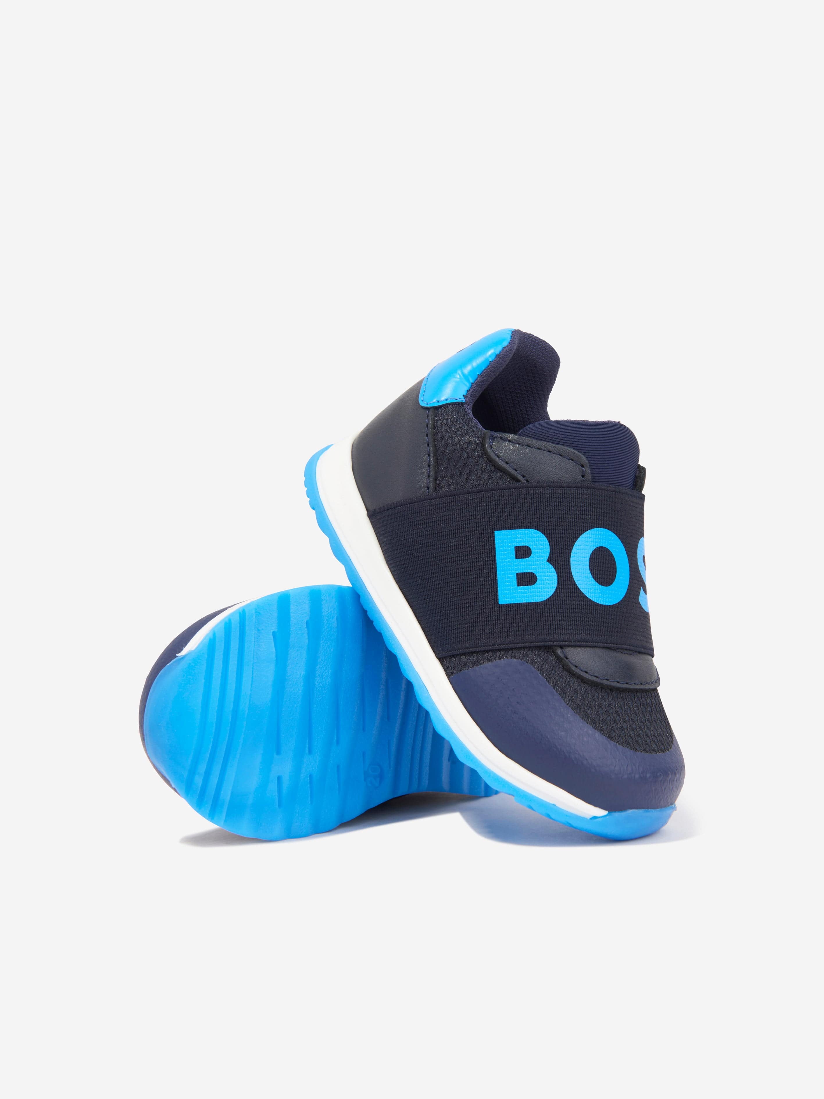 BOSS Boys Logo Trainers in Navy