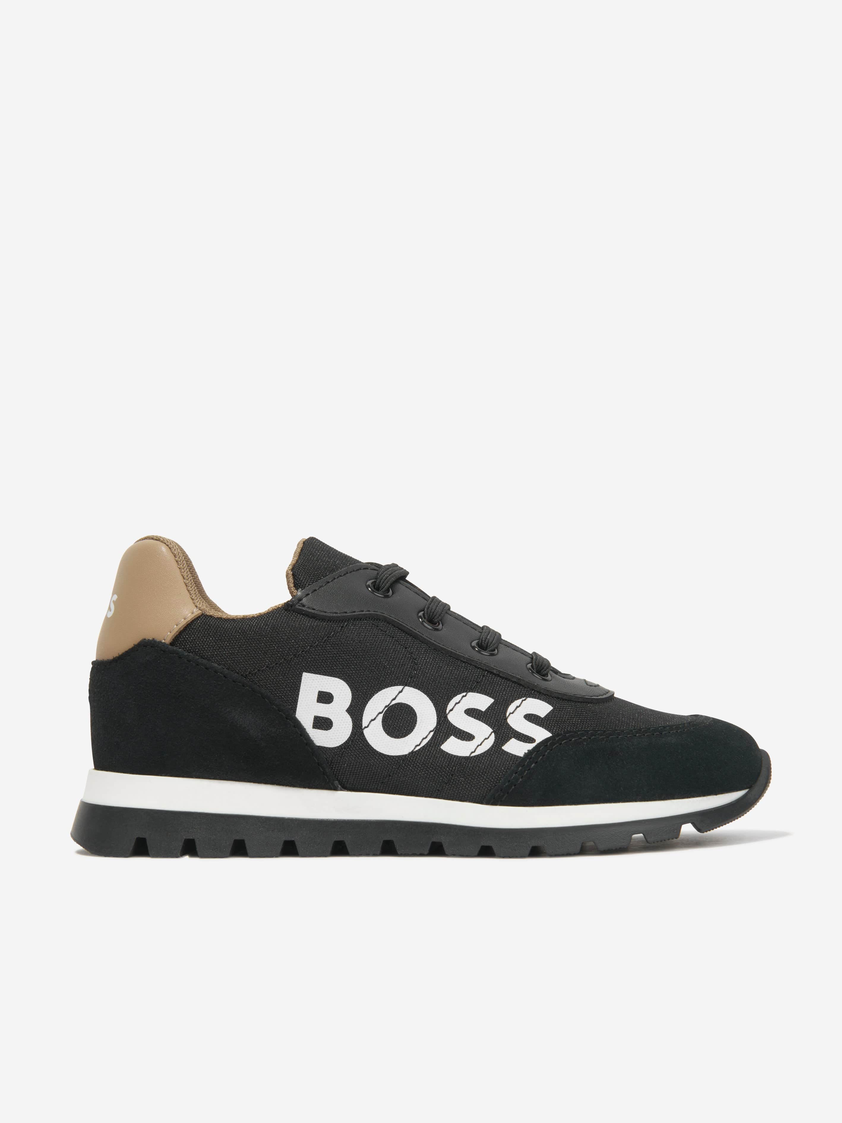 BOSS Boys Logo Trainers in Black