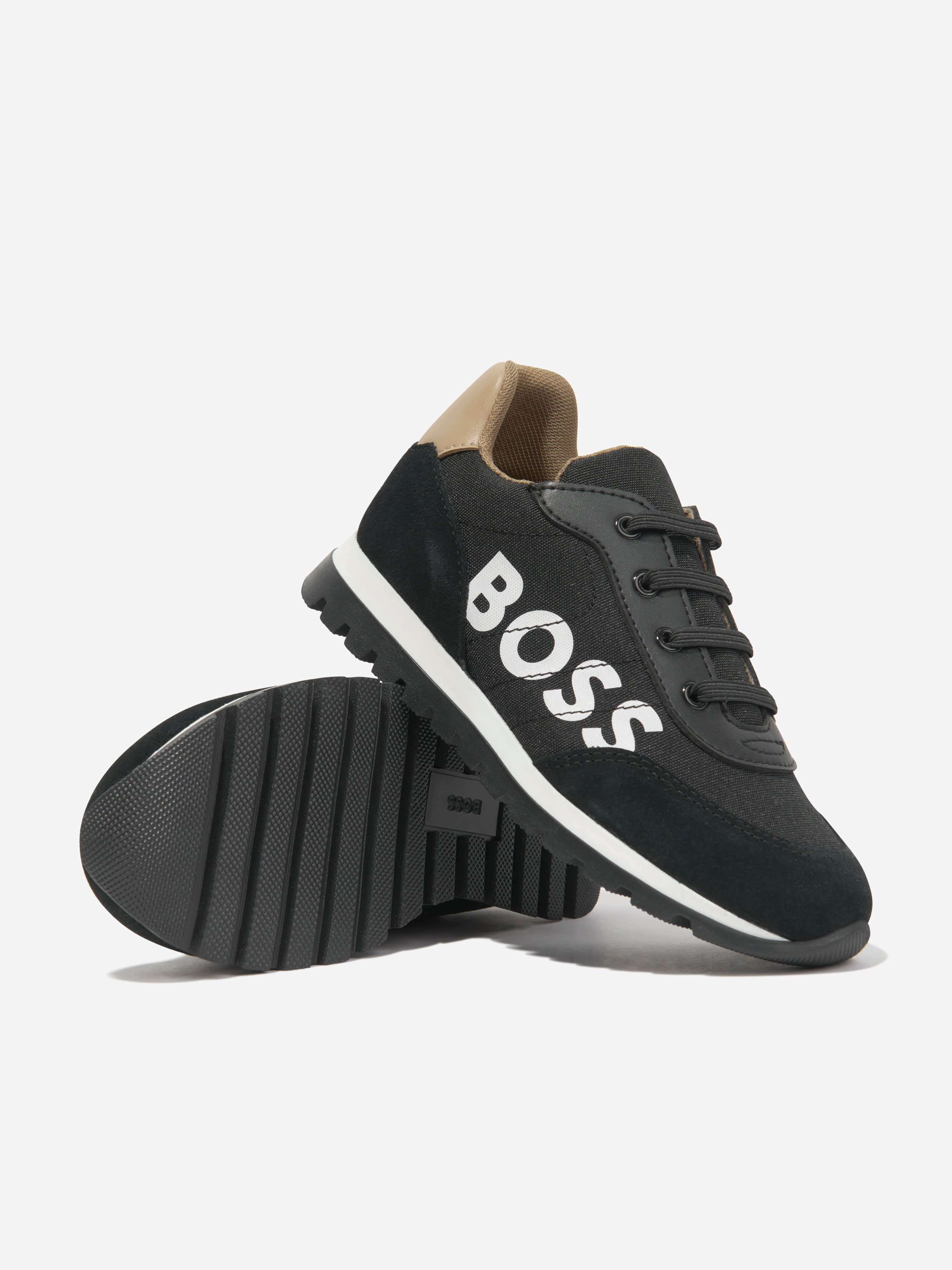 BOSS Boys Logo Trainers in Black