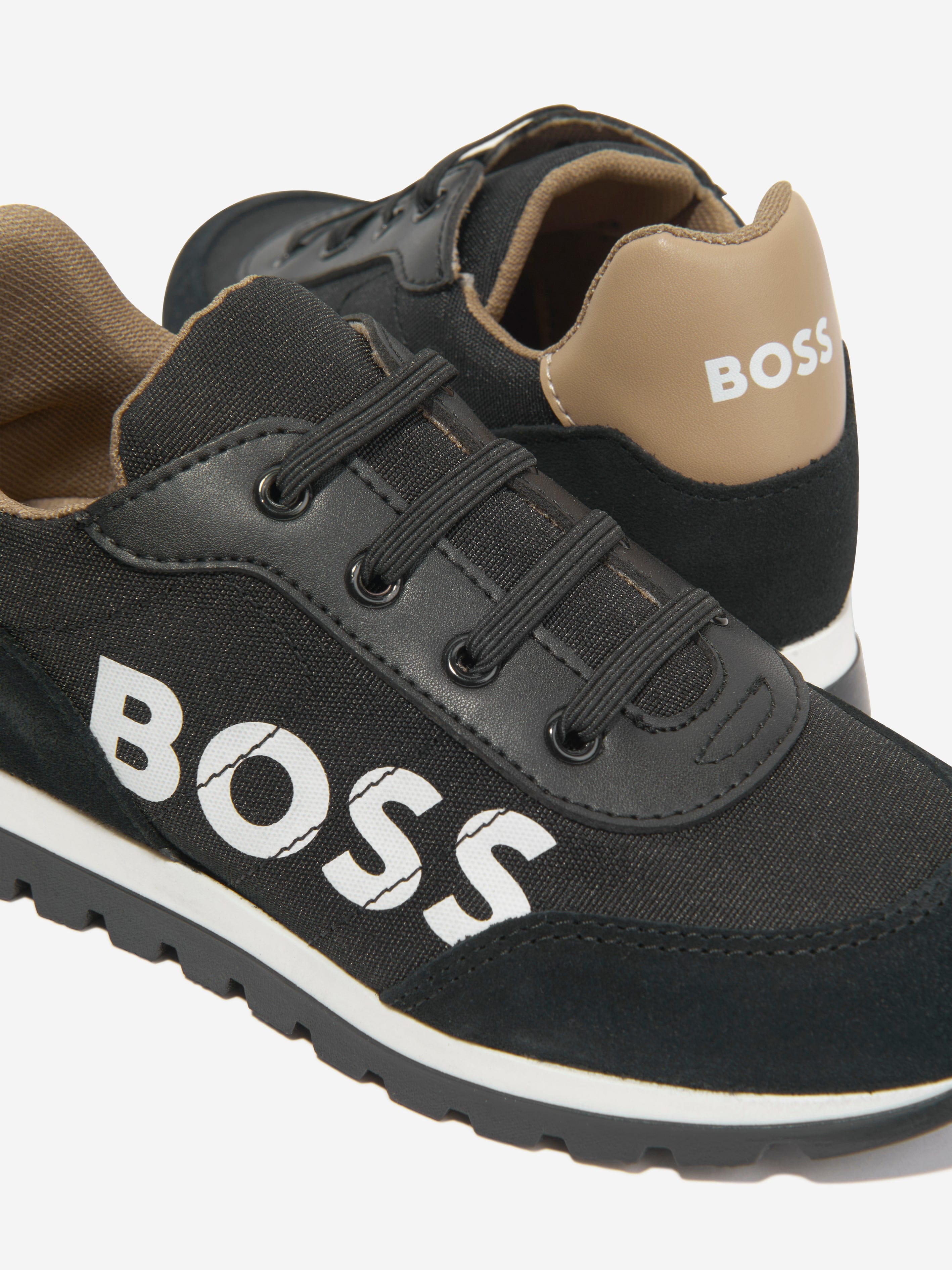 BOSS Boys Logo Trainers in Black