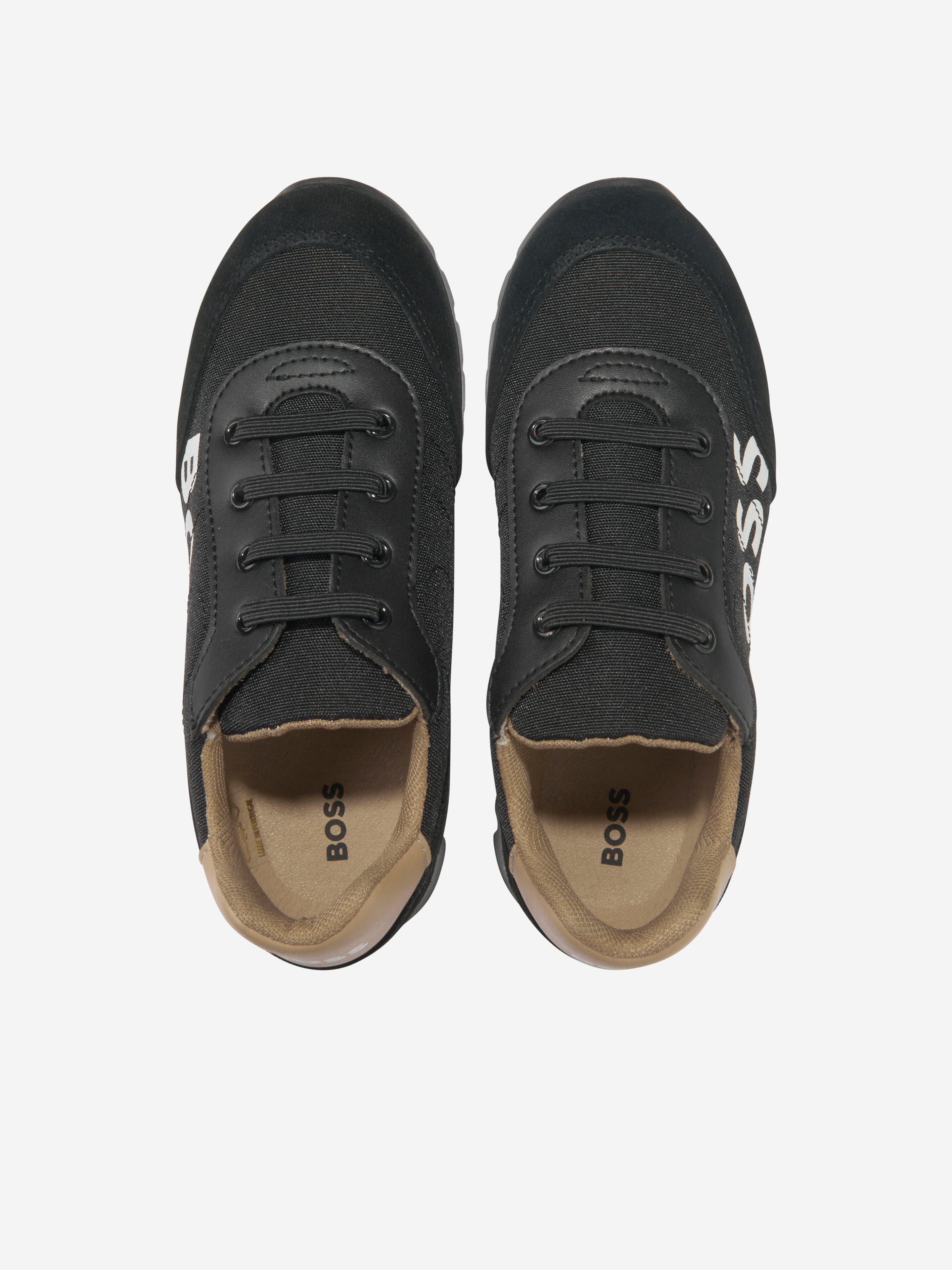 BOSS Boys Logo Trainers in Black